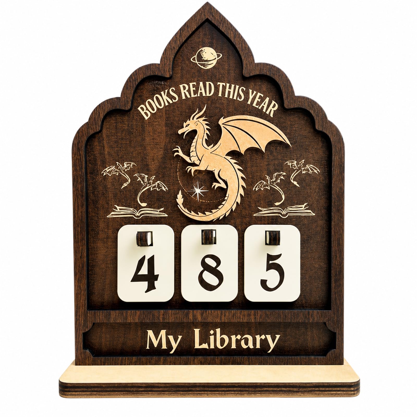 Books Read This Year Counter, Pterosaur Book Tracker with 30 Number Cards