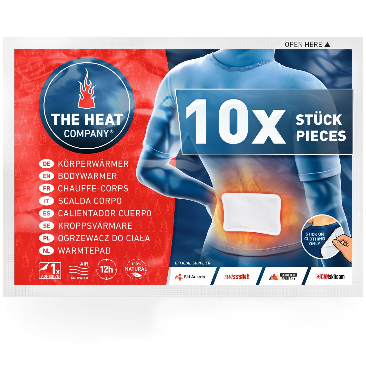 THE HEAT COMPANY Scaldacorpo - 10, 20 o 40 Pezzi - Extra Caldo - Adesivo - Scalda-Schiena e Scalda-Collo - 12 Ore di Piacevole Calore - Pronti all'Uso - autoriscaldante - Puro Naturale