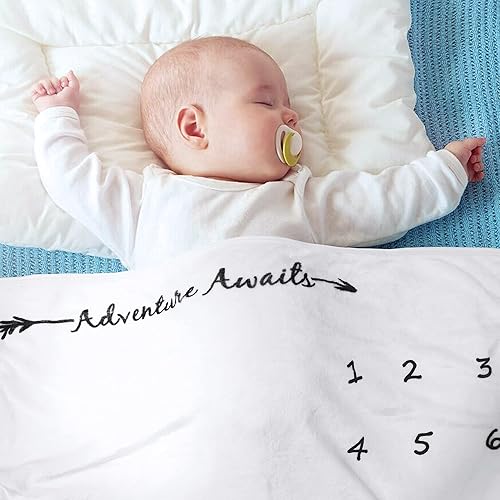 Miniatura 6 de Manta mensual de hitos para bebé para niño y niña, regalo neutro para baby shower, manta de montaña para imagen de recién nacido, corona y 12