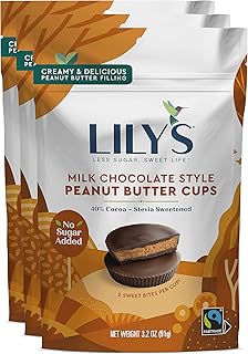 Milk Chocolate Style Peanut Butter Cups by Lily's Sweets | Stevia Sweetened, No Added Sugar, Low-Carb, Keto-Friendly, Glut...
