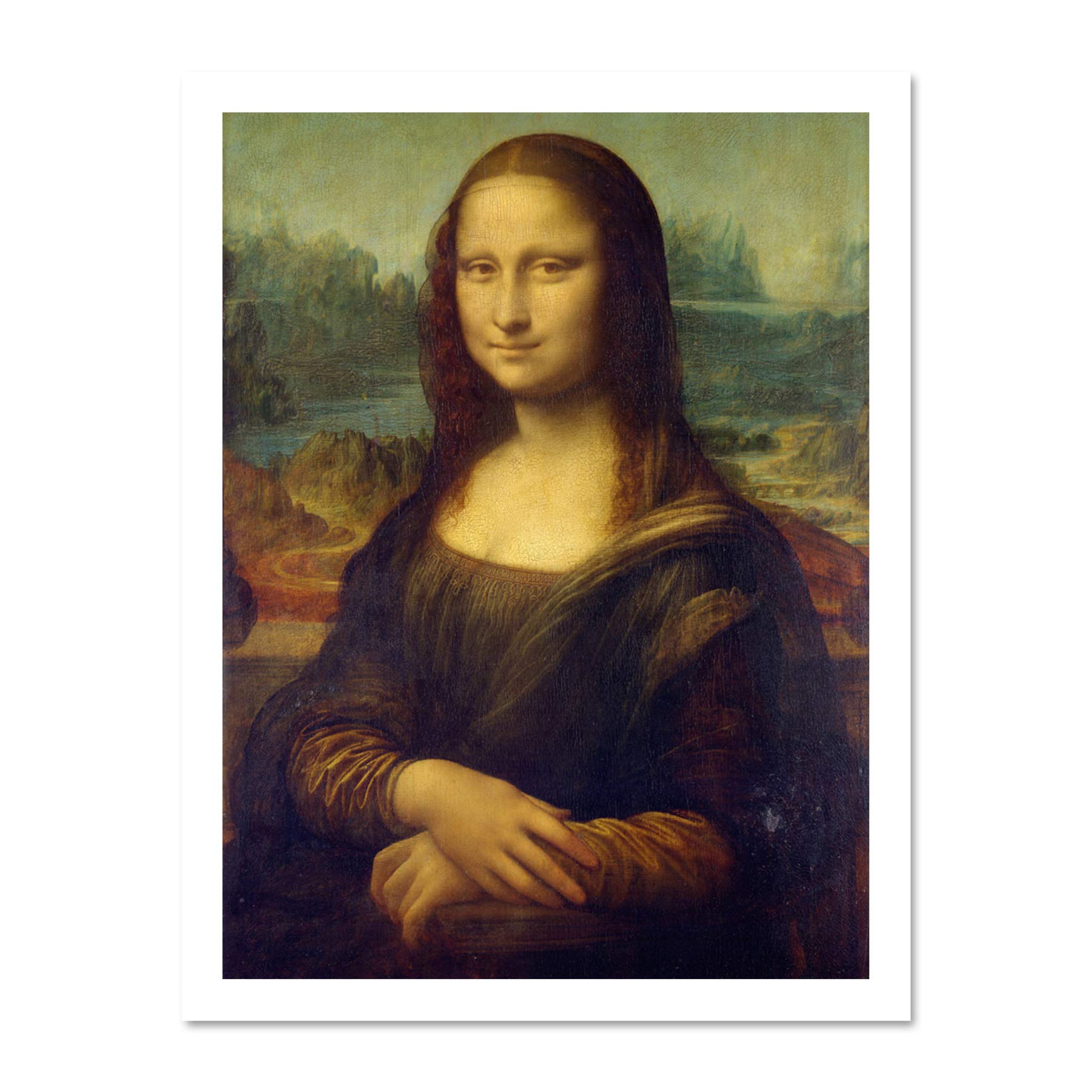 Framed Wall Art Print - Da Vinci Mona Lisa - Large - W18 inch x H24 inch - Artery8
