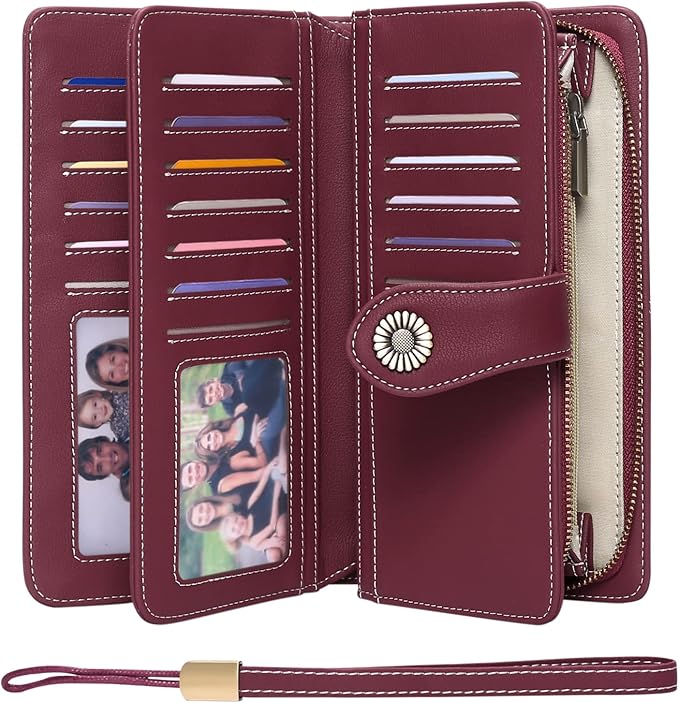 FALAN MULE Women's Wallet Genuine Leather RFID Blocking Large Capacity Trifold Ladies Wallet