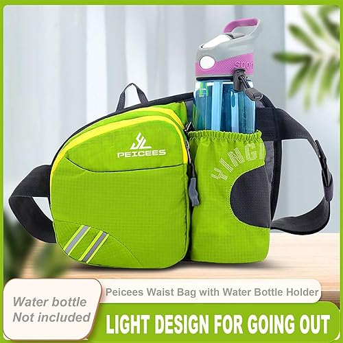Miniatura 2 de Peicees Riñonera con soporte para botella de agua para hombres y mujeres, senderismo, correr, pasear al perro, para todos los teléfonos (botella no