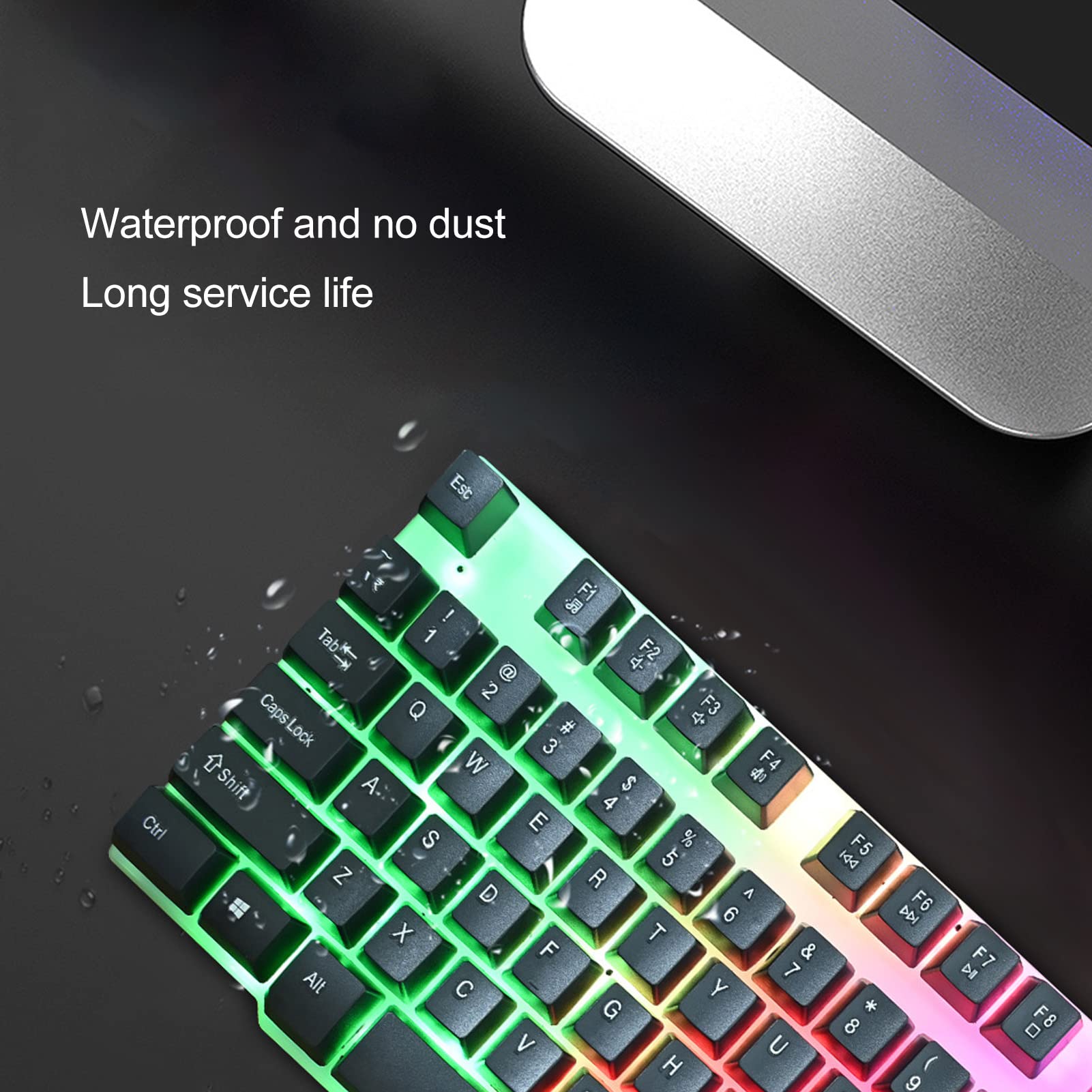 ciciglow Gaming-Tastatur und -Maus-Kombination, Kabelgebundene Hintergrundbeleuchtete Computertastaturen und RGB-Gaming-Maus, Mechanische Tastaturen mit 104 Tasten DPI 4800-Maus für Gamer