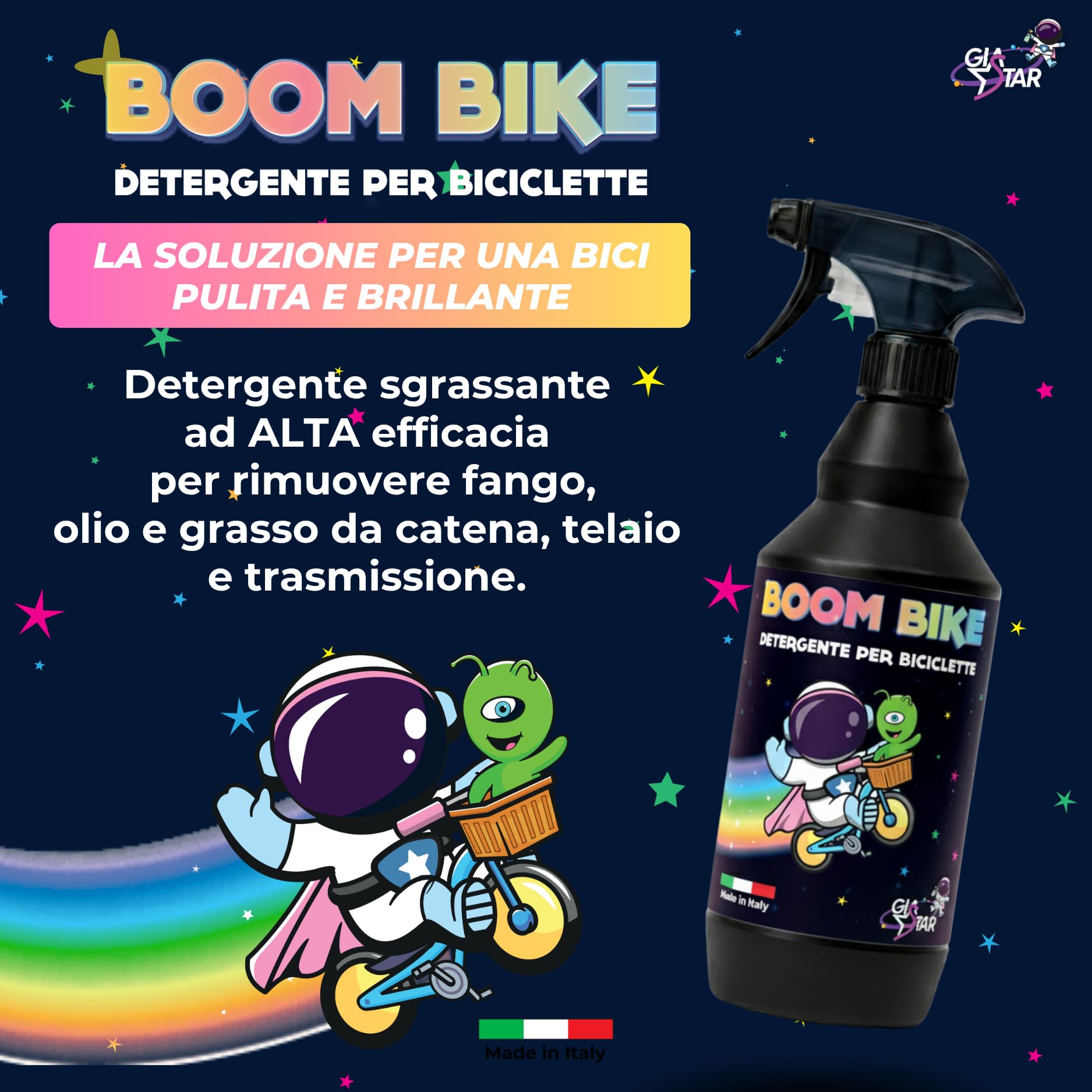 Detergente Bici BOOM BIKE | Sgrassatore Catena e Telaio per Pulizia Profonda MTB, Bici da Corsa ed E-Bike