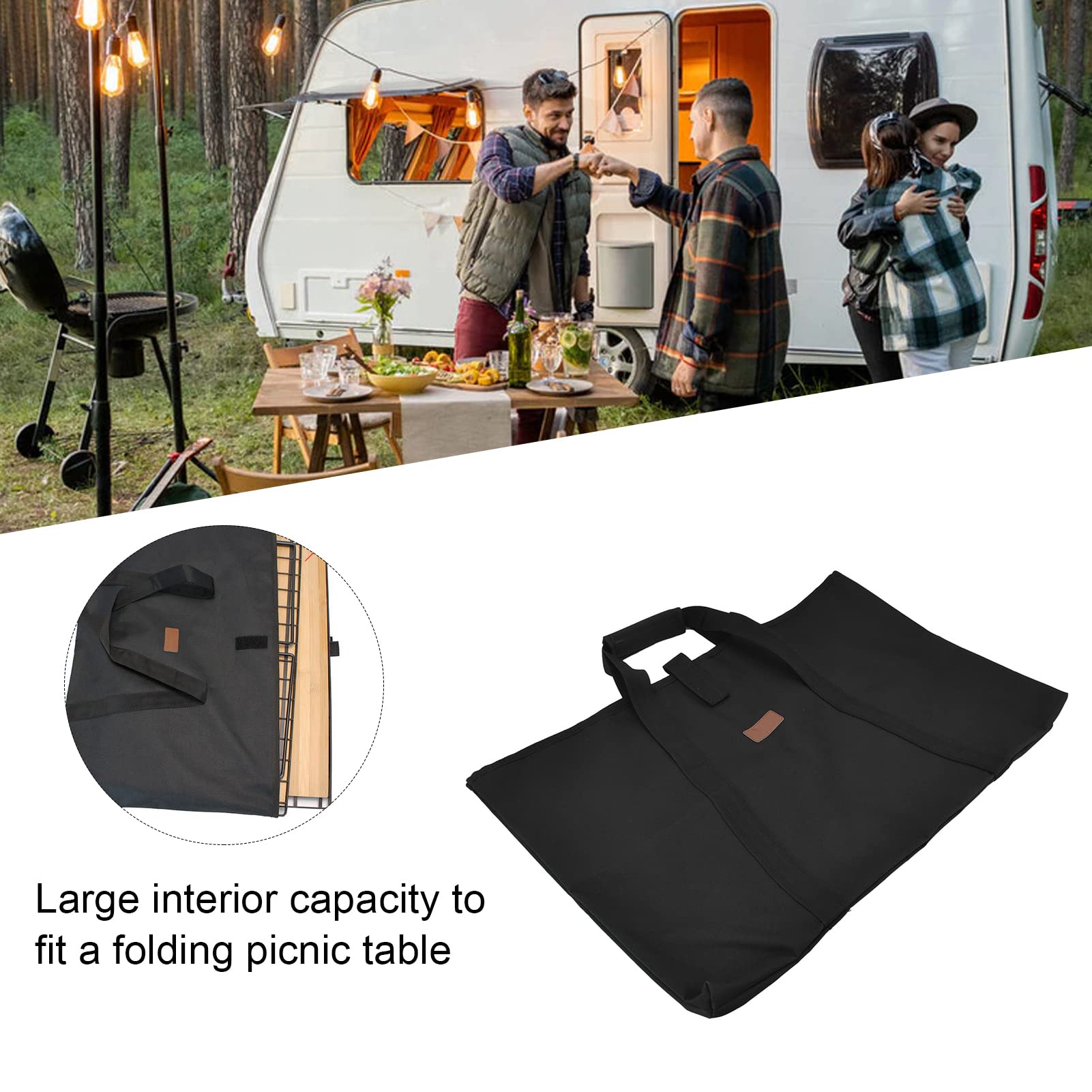 VIFERR Borsa Portaoggetti da Tavolo Pieghevole, Borsa da Trasporto in Tessuto Oxford Impermeabile Borsa da Multifunzionale per Picnic, Nero