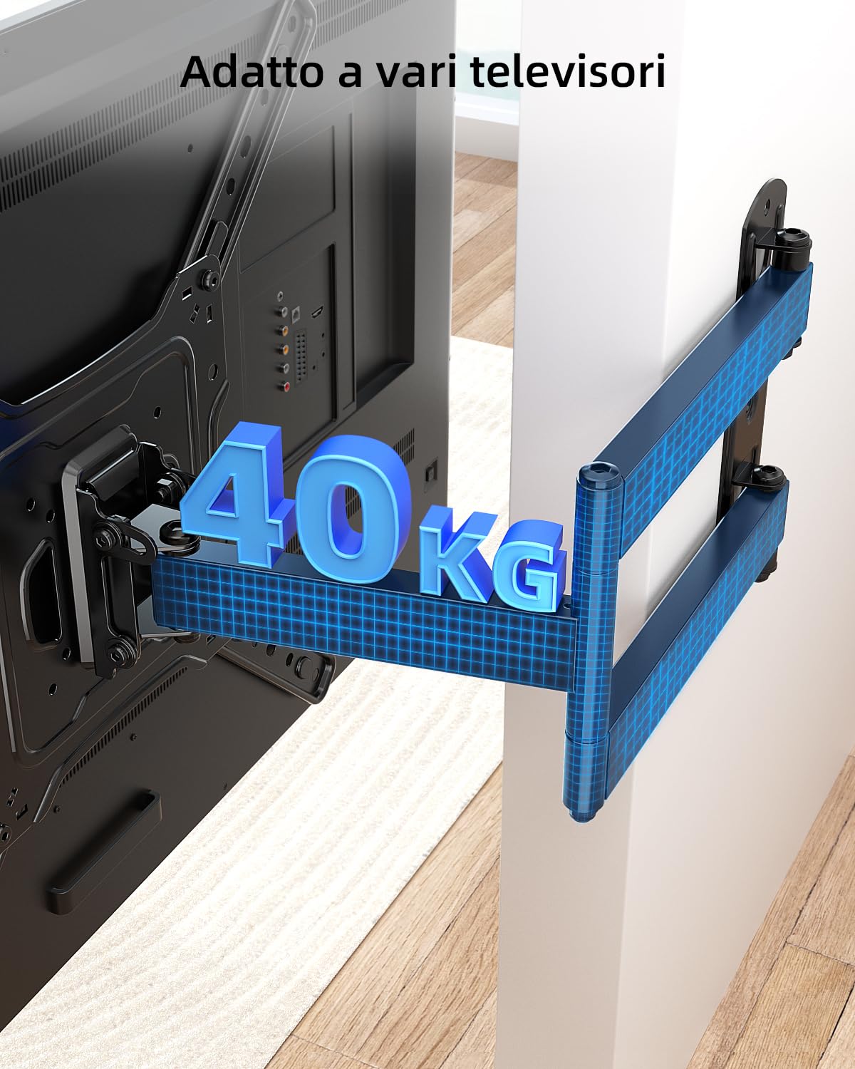 HOME VISION TV a Parete, Supporto TV Girevole e Inclinabile Per Schermi Da 26-55 Pollici Fino a 40 KG, Braccio Extra Lungo Per TV Piatta/Monitor Curvo a Parete, VESA Max 400x400 mm