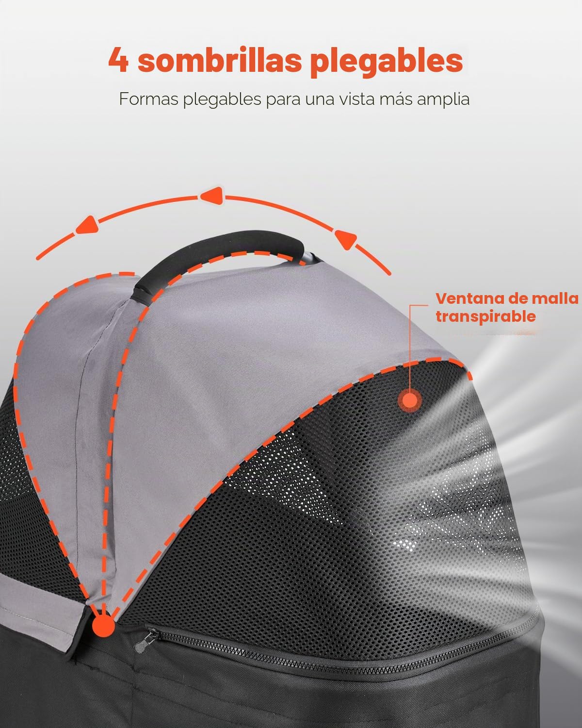 VEVOR Cochecito para Mascotas Capacidad de 16 kg Carrito Plegable para Perros de 4 Ruedas con Portabebés Desmontable Ventana de Malla Tela Oxford 600D con Freno para Mascotas Pequeñas Medianas