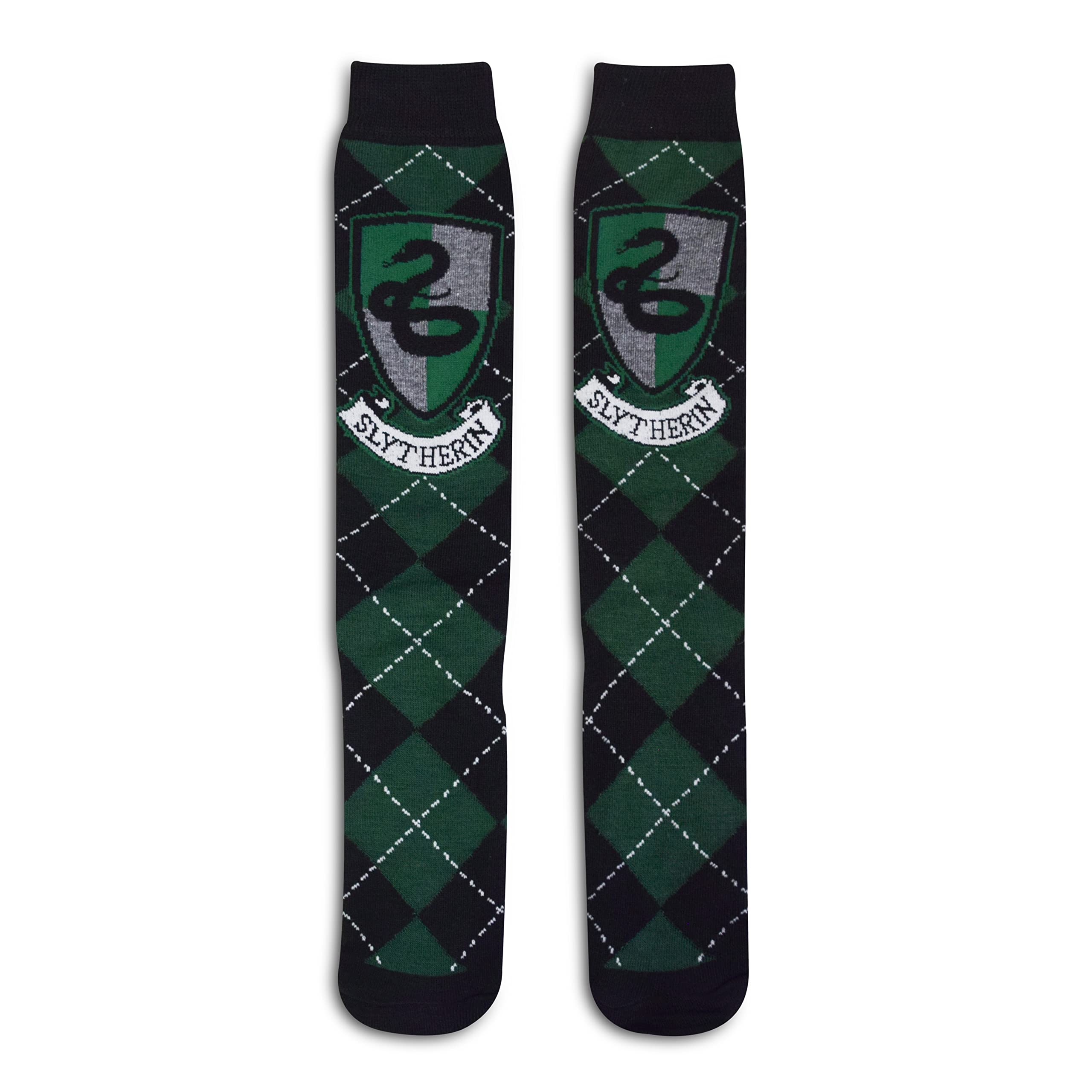 Harry Potter Gryffindor Ravenclaw Slytherin Hufflepuff House Knee High Argyle Knee High Socks, Green, Large