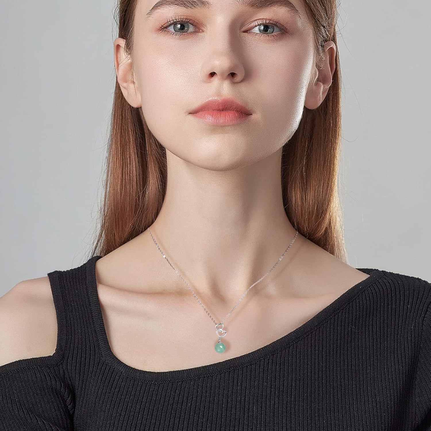 Handmade Jade Necklace 925 Sterling Silver,Simulated Diamond Jade Pendant Necklaces for Women - Image 3