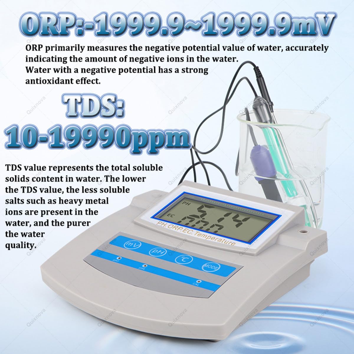 Misuratore da banco 6-in-1 per la qualità dell'Acqua