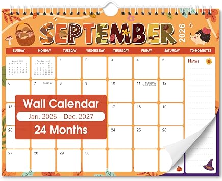 Wall Calendar 2026-2027, 24 Month Calendar from May 2026 to December 2027, 11" X 8.5", Monthly Calendar with Twin-Wire Binding, 2026 Calendar Perfect for Organizing at Home, Office & School