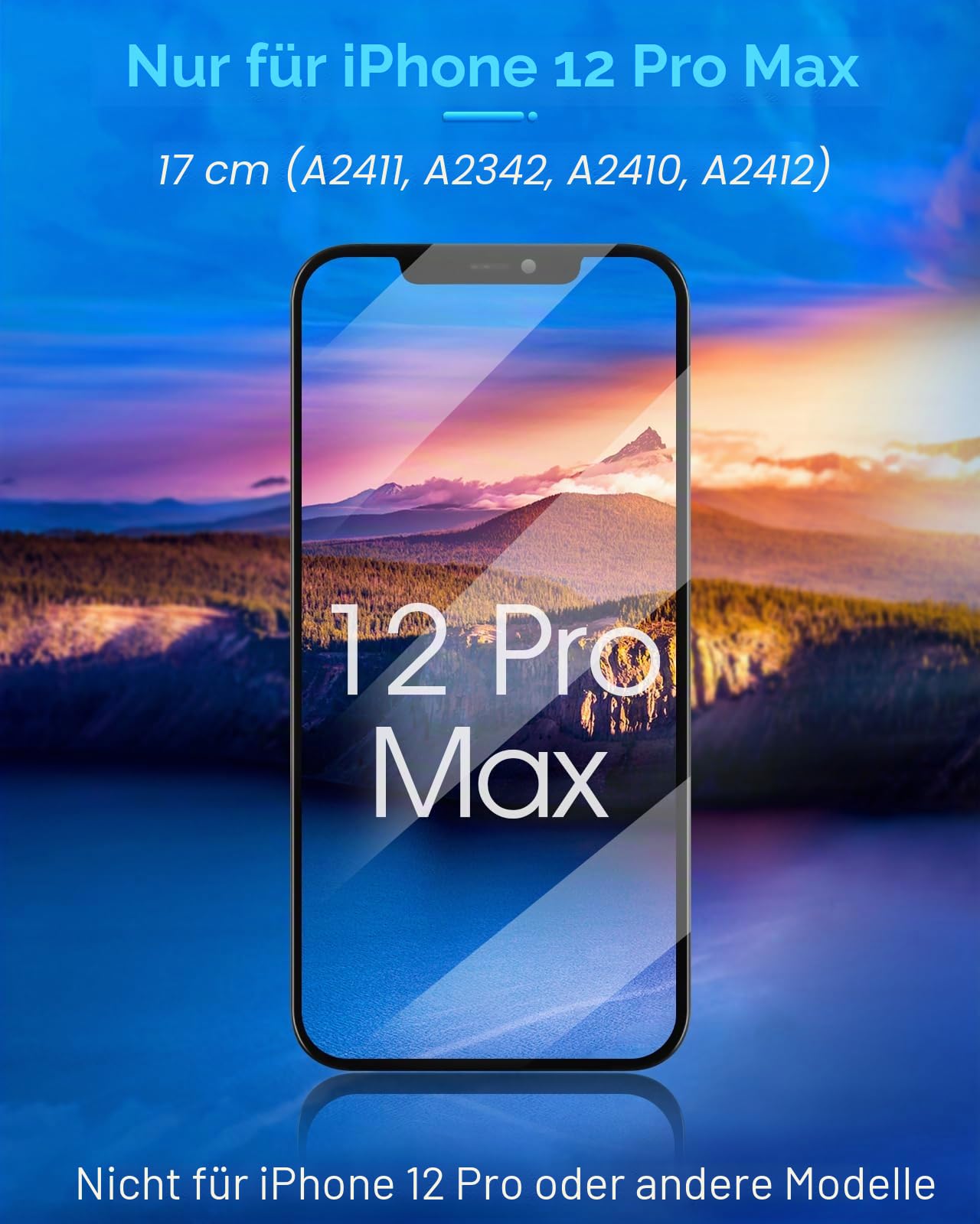 ARSSLY LCD Bildschirm für iPhone 12 Pro Max 2020 LCD Display für iPhone 12 Pro Max A2411 A2342 A2410 A2412 Touchscreen Digitalisiergerät Komplettes Panel mit Reparaturset, (Schwarz Ohne Rahmen)