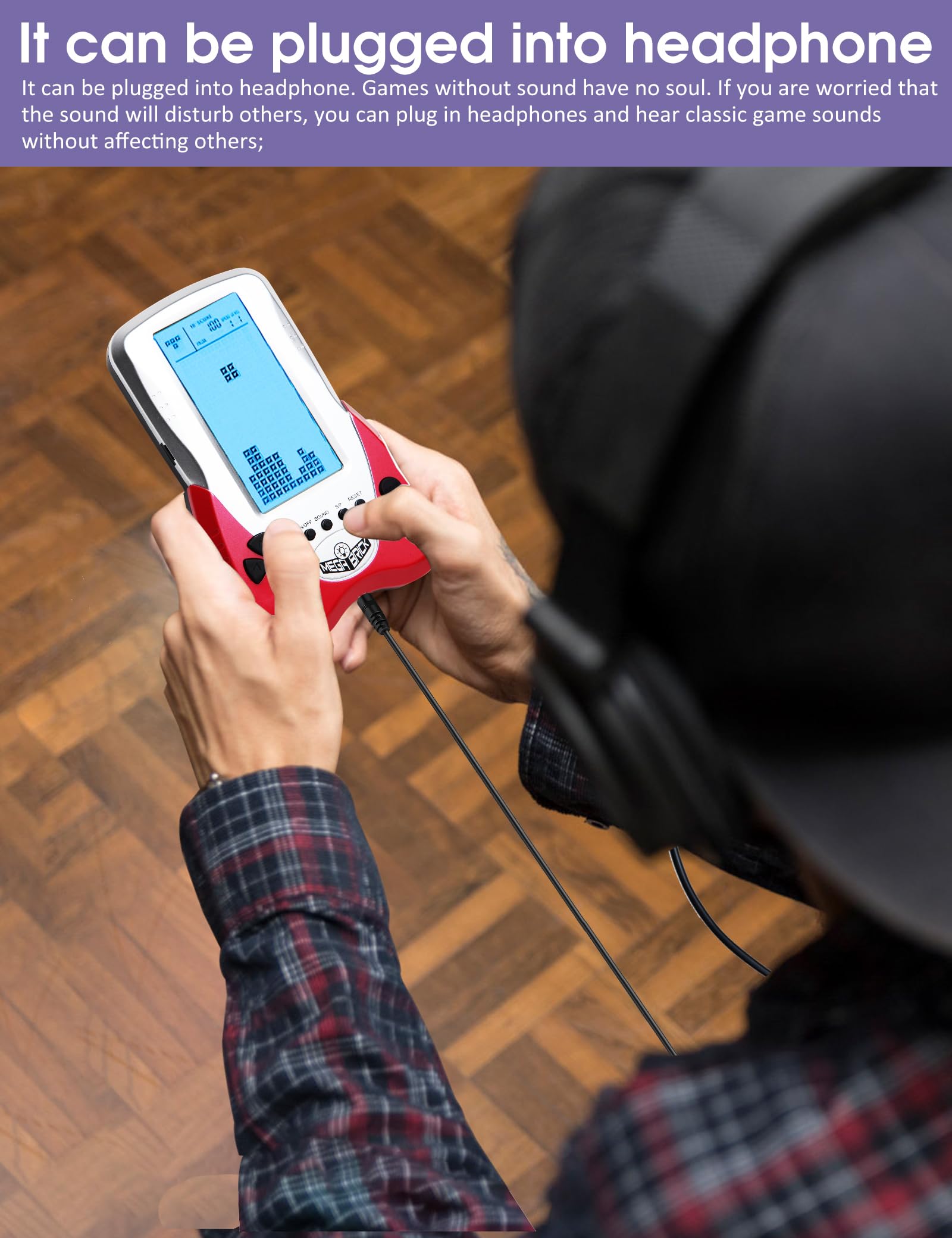 HLF Nueva Consola de Juegos de Ladrillos, Pantalla Grande, el Brillo de la retroiluminación Azul se Puede Ajustar en 23 Juegos compatibles con batería de Litio y baterías AAA (Rojo)