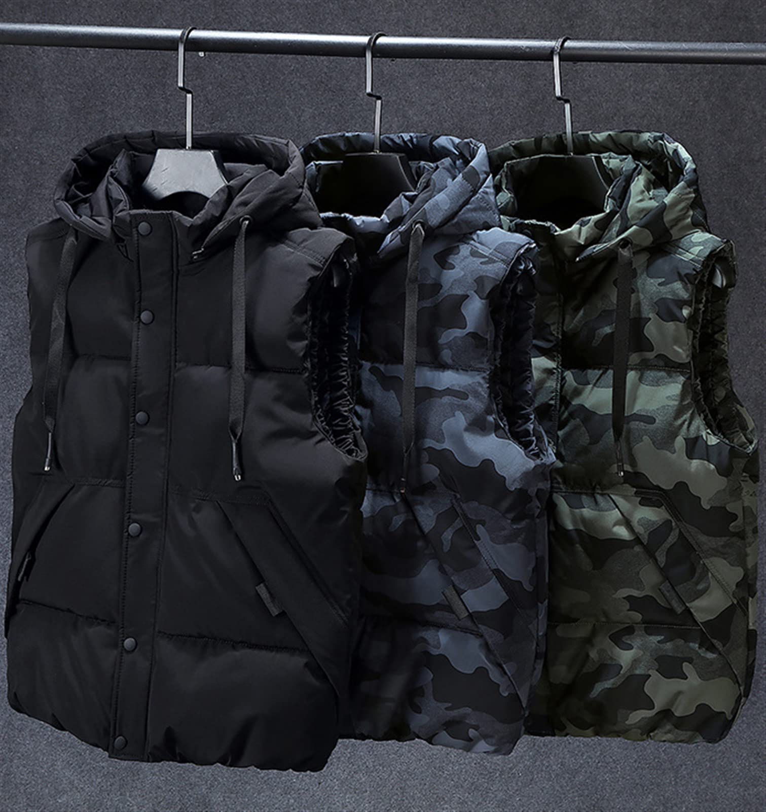 Icegrey Gilet da Uomo Piumino Senza Maniche con Cappuccio Staccabile Inverno Antivento Giacche Caldo