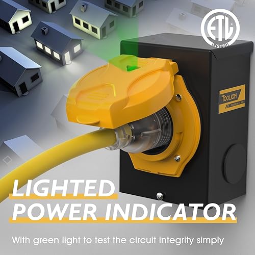 Miniatura 10 de TOOLIOM Caja de entrada de energía para generador de 30 amperios, caja de entrada de alimentación NEMA L5-30P de 3 clavijas para cable generador de