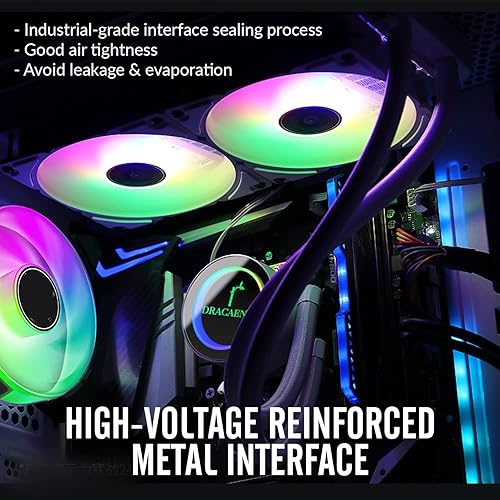 Miniatura 4 de Dracaena.io Enfriador de CPU AIO de 9.449 in, ventilador PWM único y silencioso para PC de factor de forma pequeño con controlador ARGB y radiador