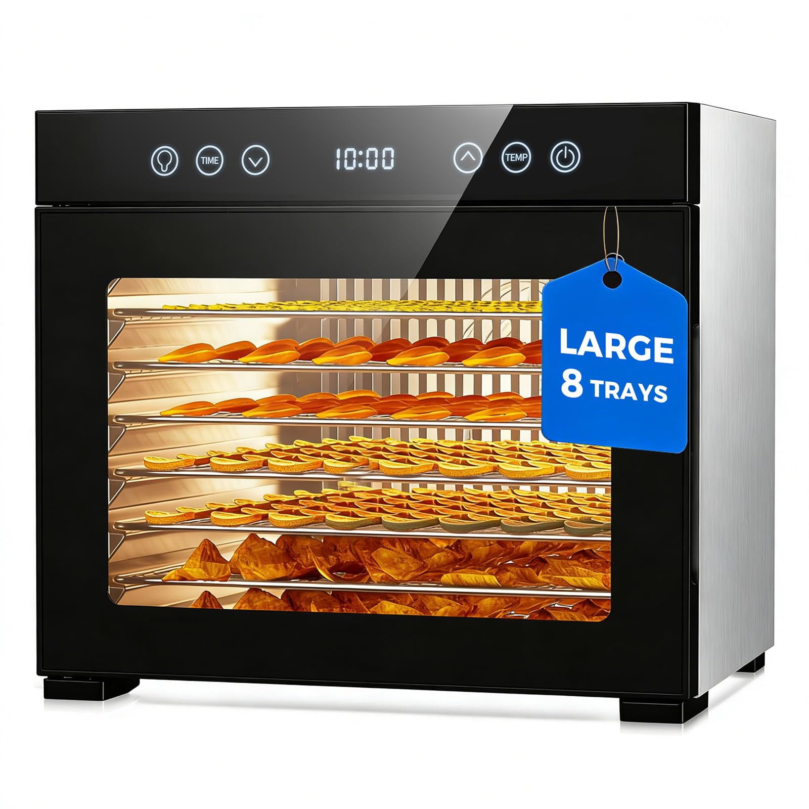 Food Dehydrator Machine, Powerful Dehydrator with 8 Stainless Steel Trays, Adjustable Timer & Temperature, Quiet Food Dryer for Jerky, Fruits, Herbs, Dog Treats