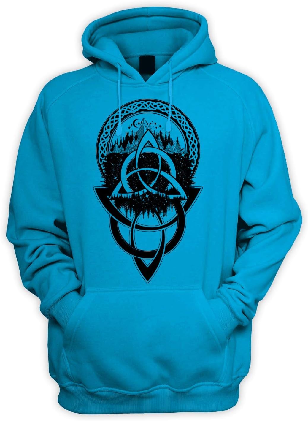 Celtic Knot with Mountains Design Tattoo Hipster Men's Pouch Pocket Hoodie Hooded Sweatshirt