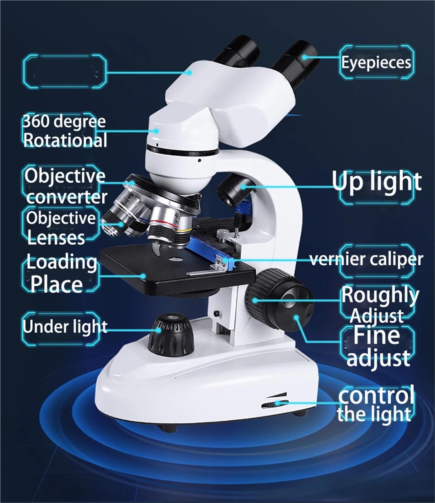 Microscopio Estereoscópico, Telescopio compuesto digital de laboratorio biológico HD 30000X con oculares campo amplio 10X y 50X for
