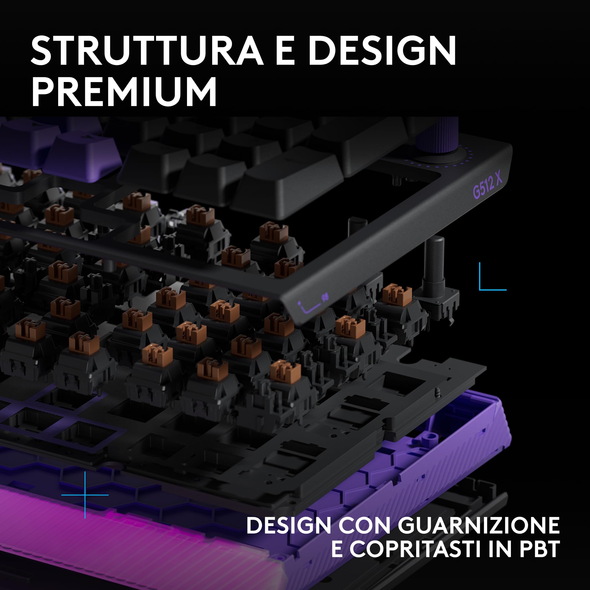 Logitech G G512 X 98 DUAL SWAP - Tastiera gaming meccanica/analogica TMR | hot-swappable, aggiornamento 8K, azionamento personalizzato, TRIGGER, LIGHTSYNC RGB, cavo, PC, Mac, ITA QWERTY - Nero