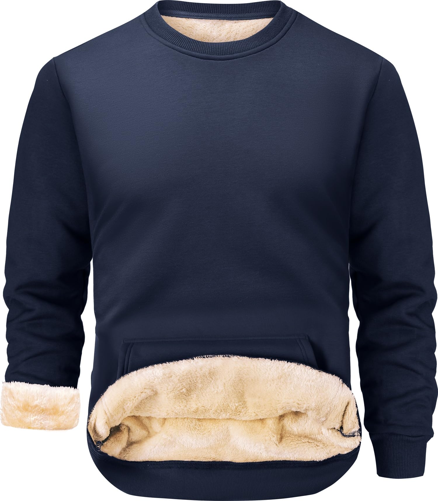 Uomo Felpe Foderate Caldo Maglione Invernale Pullover Sweatshirt Termico in Pile con Tasca