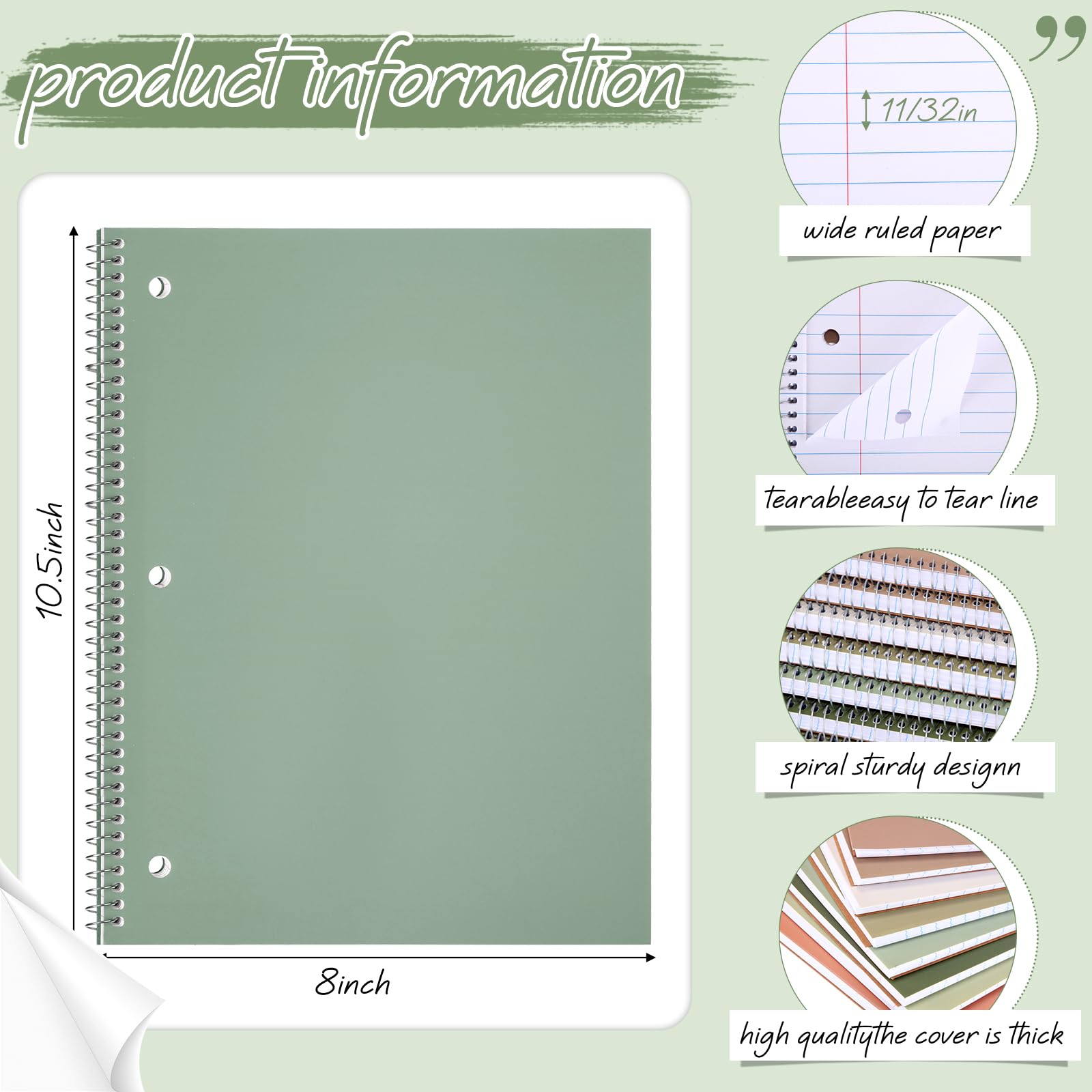 Teling 1 Subject Spiral Notebook For Work College Ruled 8 X 10 1/2 Inch - View #6