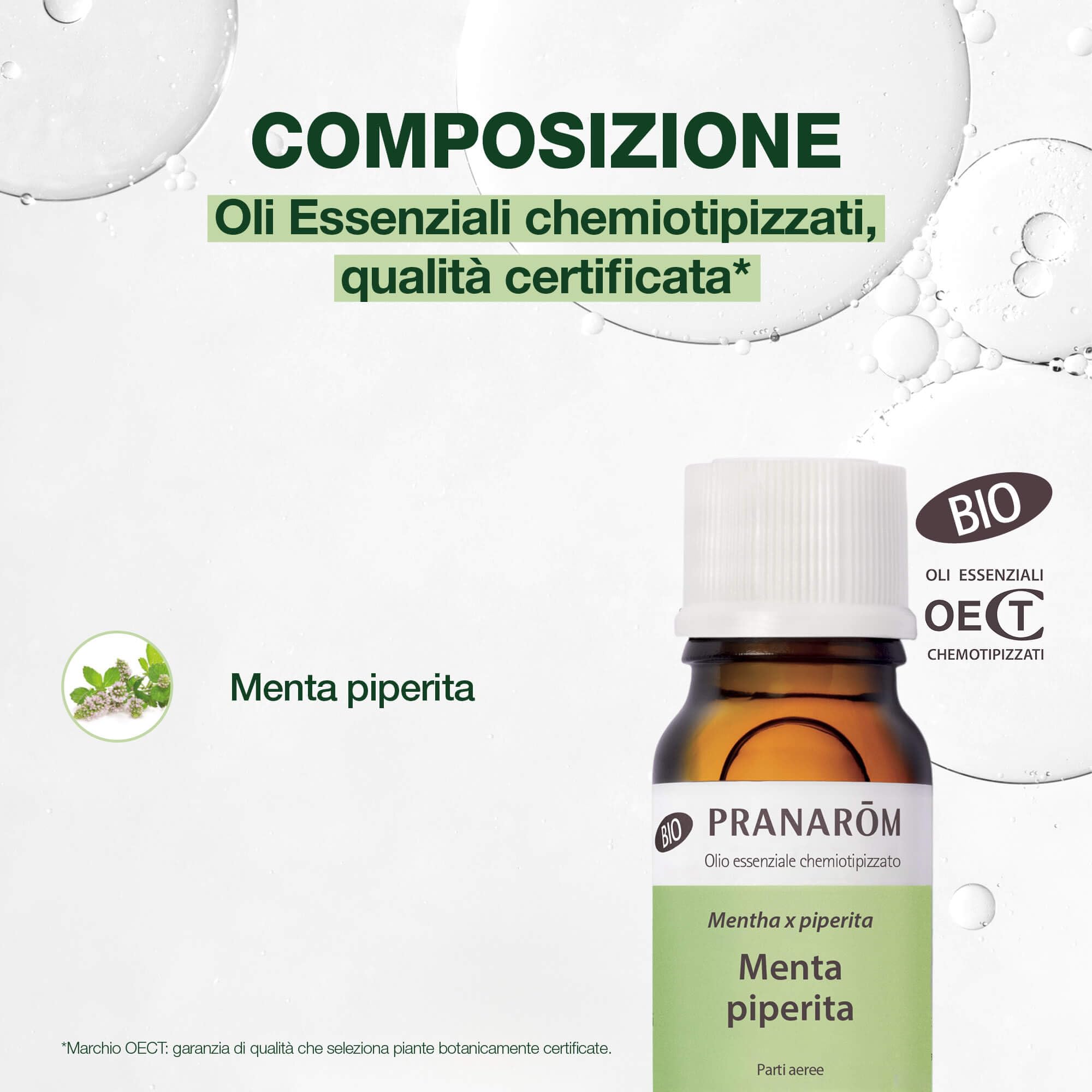 PRANARÔM - Menta Piperita BIO - Olio Essenziale Chemiotipizzato - Digestione & Tonificazione - 100% Puro E Naturale - OECT - 10 ml