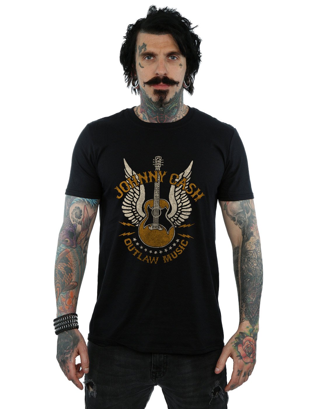 Absolute Cult Johnny Cash Men's Outlaw Music T-Shirt Black XXX-Large