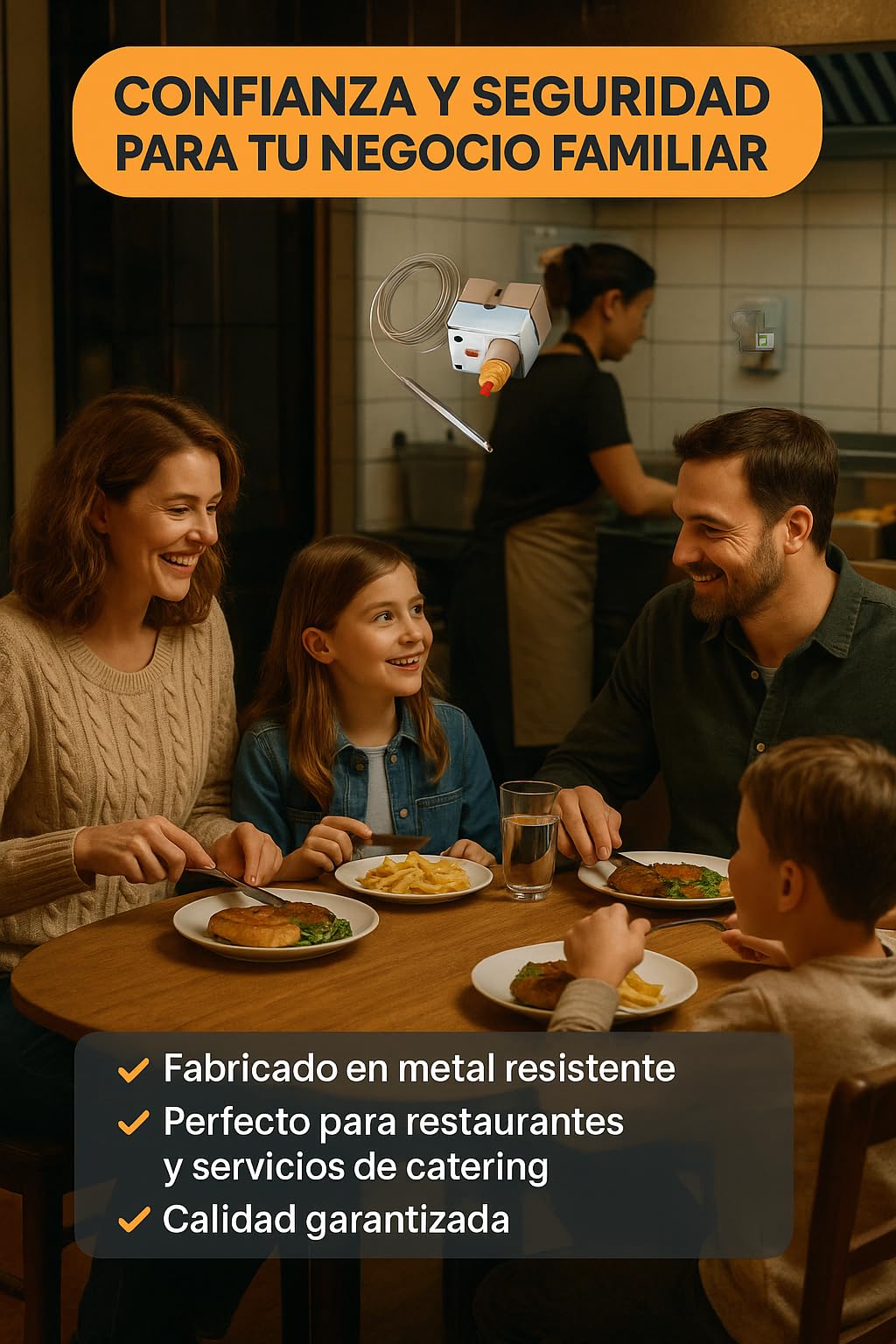 RO Linea Blanca Termostato de Seguridad para Freidora 240°C con Rearme 16A 240V Capilar 1000mm Bulbo 5x74mm Compatible con EGO Freidoras MOVILFRIT Repuesto Cocina Industrial Hostelería Profesional