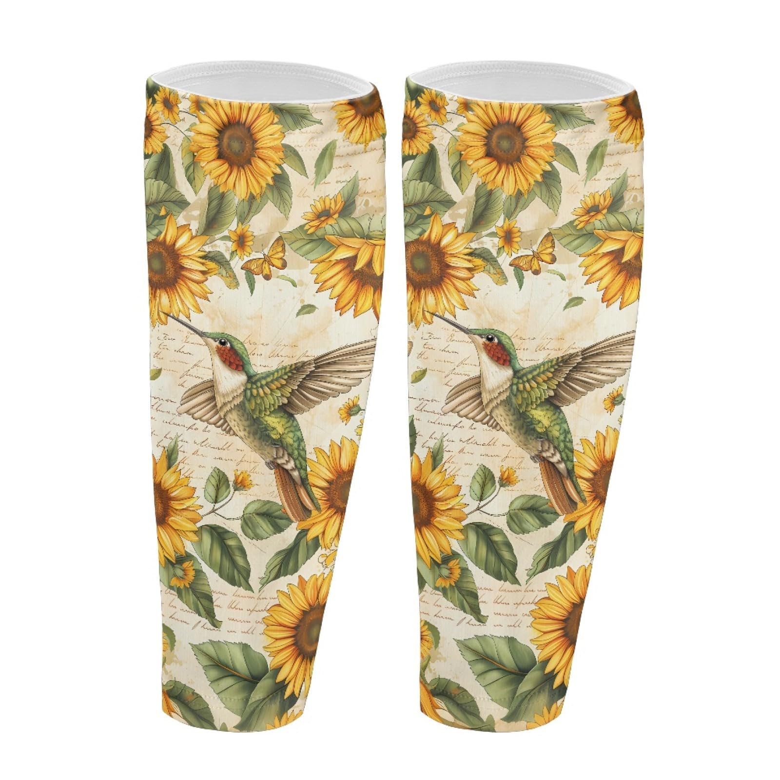 TOADDMOS Sunflower Hummingbird Softness Calf Compression Sleeve Women Footless Compression Stocking Elastic Leg Sleeve for Running