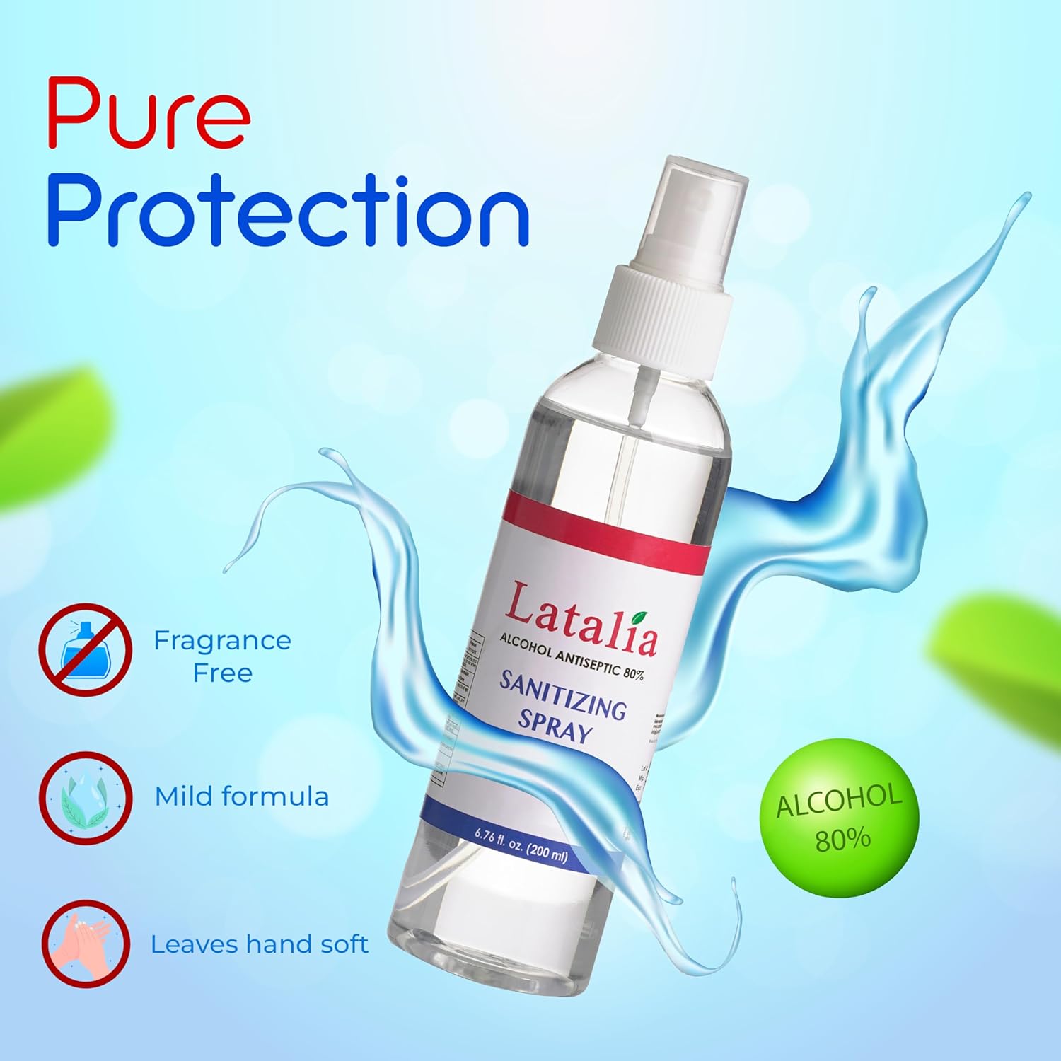 Latalia Unscented Hand Sanitizer Spray Refill Pack of 6 | 6.67 Fl oz with 80% Alcohol Bulk Hand Sanitizer Travel Size Spray | Hand Sanitizing Spray For Quick Dry Hand - Image 5