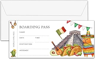 OICPYD Mexico Boarding Pass Gift Ticket, Surprise Trip Reveal Ideas, Birthday Christmas Anniversary Valentine's Gifts, Fake Plane Tickets, 1 PC (A11)