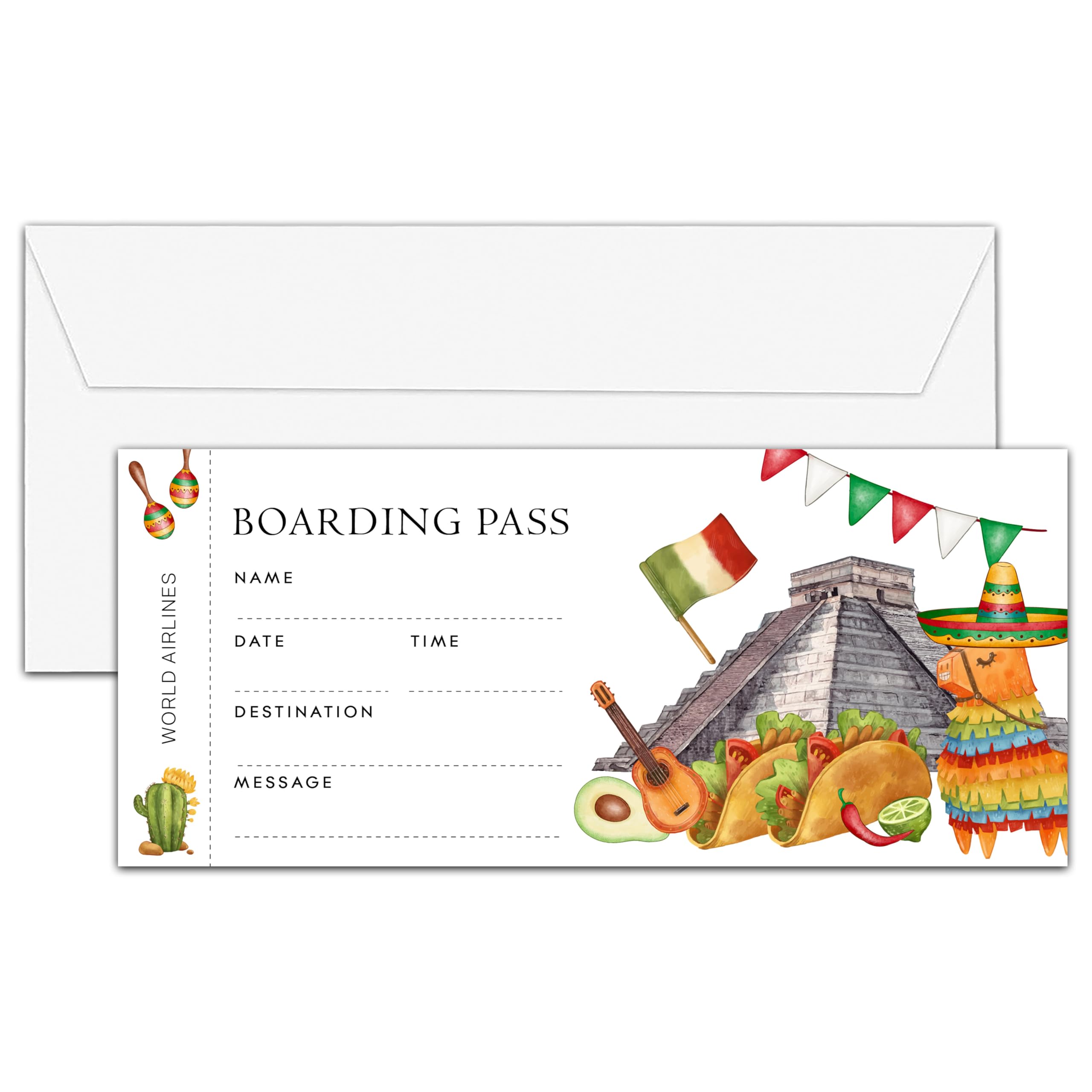 OICPYD Mexico Boarding Pass Gift Ticket, Surprise Trip Reveal Ideas, Birthday Christmas Anniversary Valentine's Gifts, Fake Plane Tickets, 1 PC (A11)