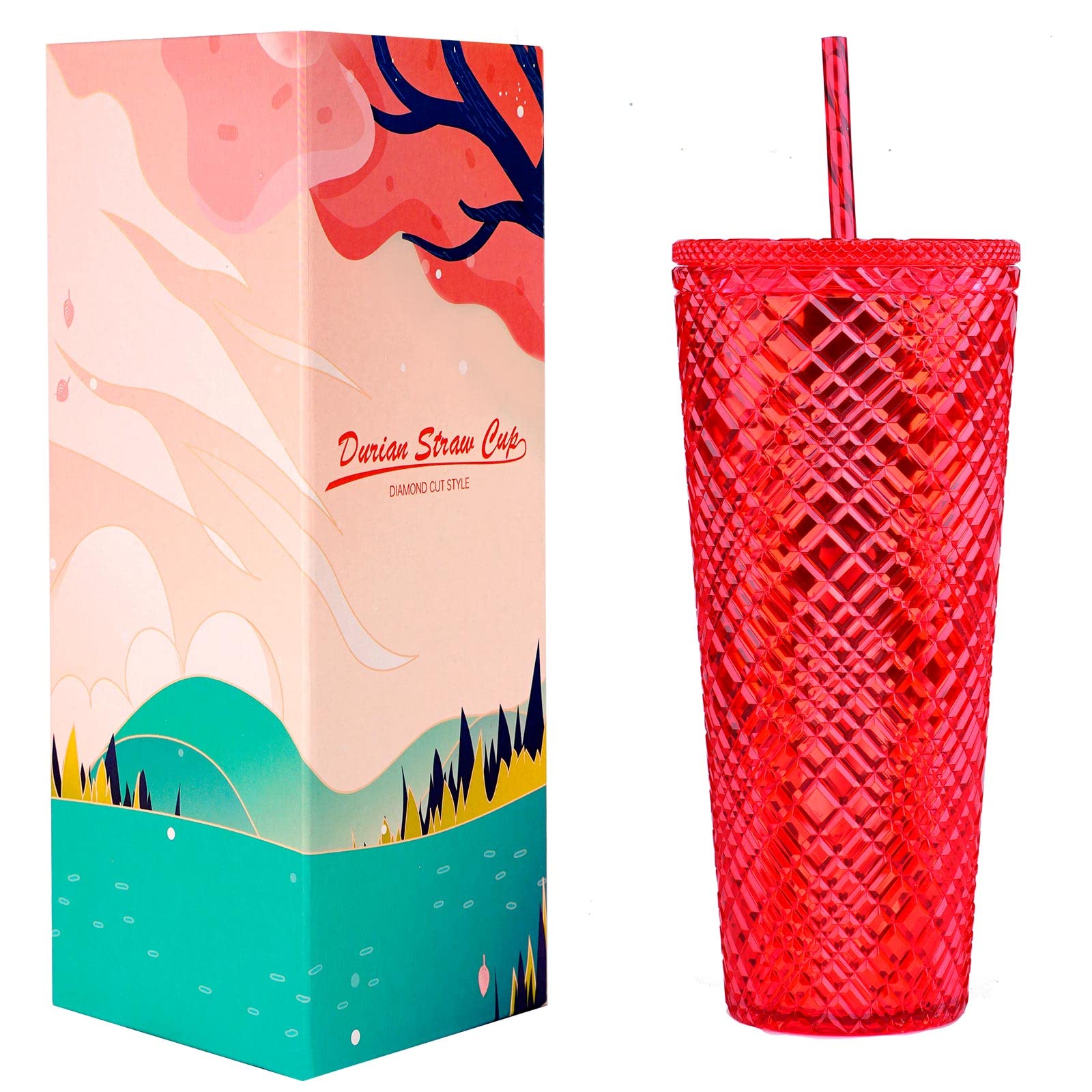DREAMING MY DREAM 24Oz Studded Cups Tumbler With lid And Straw, Bling Plastic Cup
