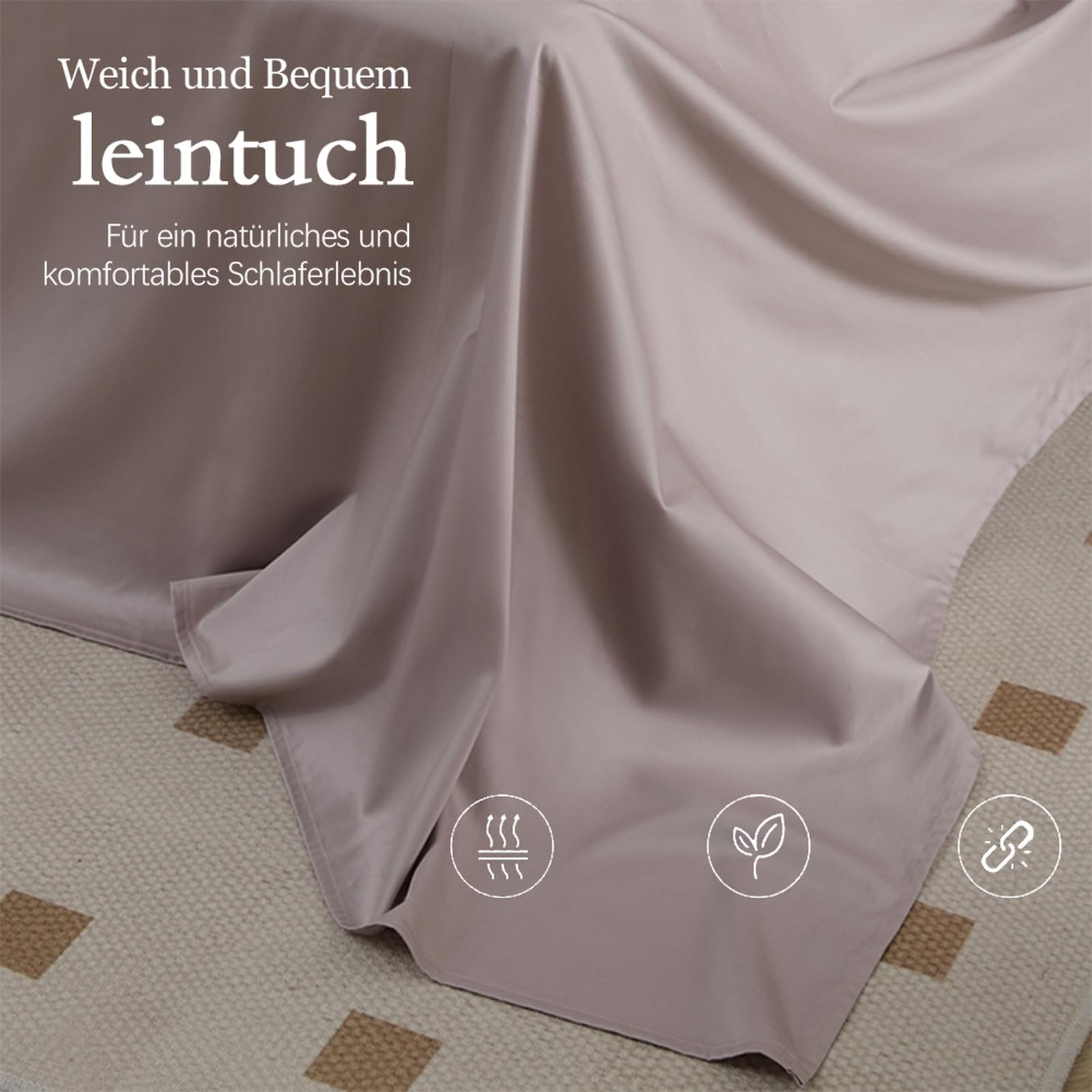 Bettlaken 245 x 250cm Leintuch ohne Gummizug Hellbraun