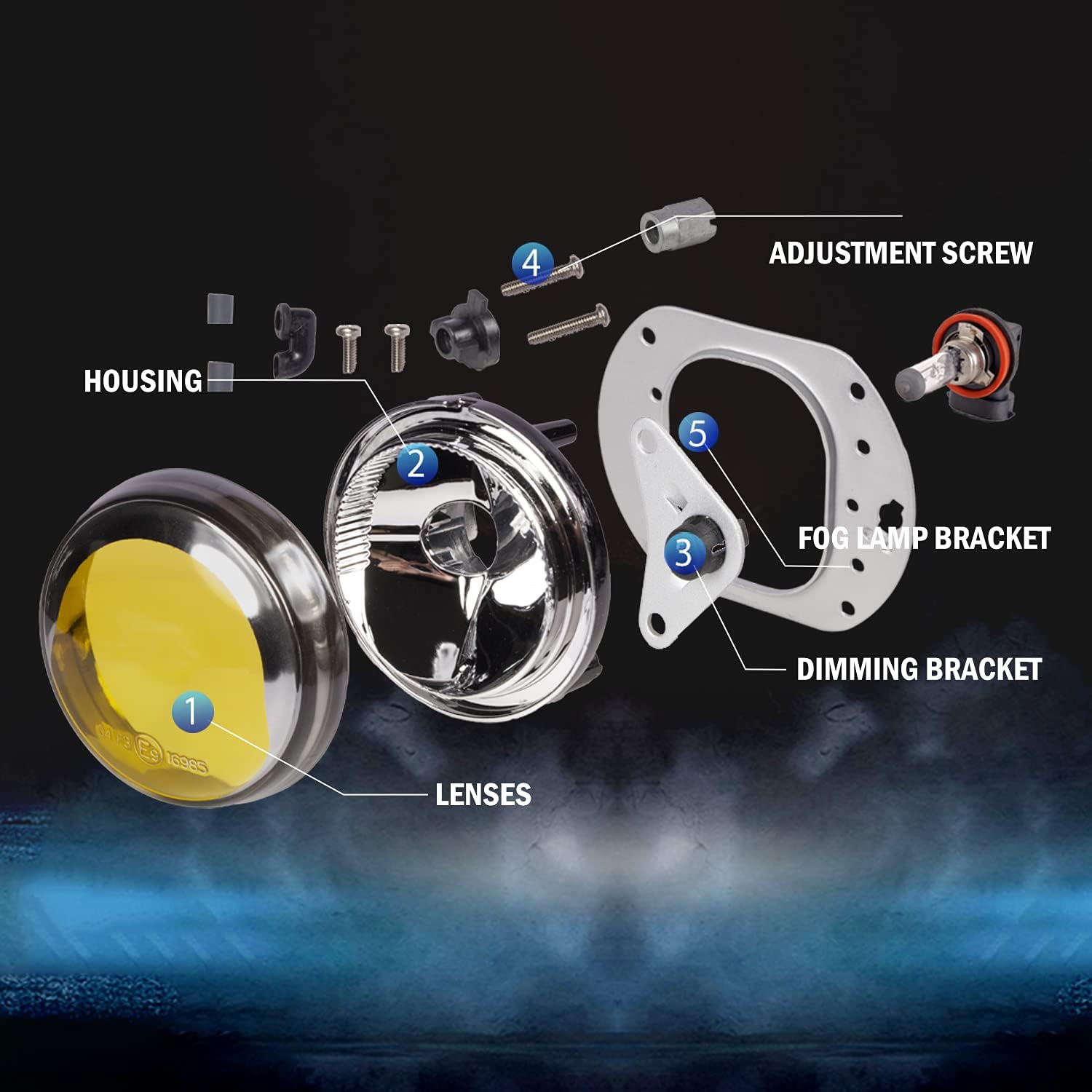 Fog Lights For 2007-2013 Mercedes Benz W204 C250 C300 C350 C63 C209 CLK350 CLK55 CLK63 W216 CL550 CL600 CL63 CL65 W164 ML320 ML450 ML550 ML63 w/AMG/Sport Pkg ONLY 2 Pcs Yellow