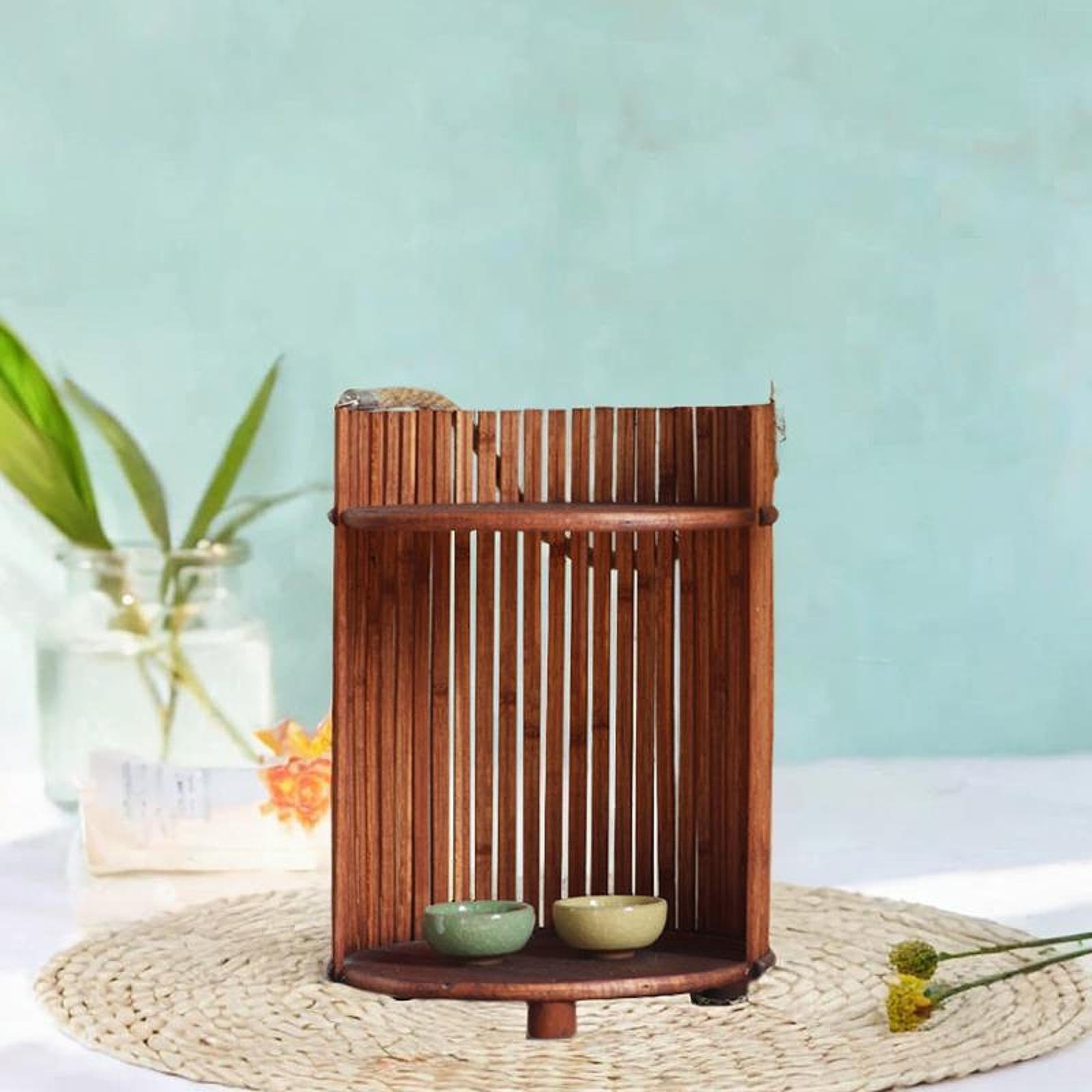 Organizador de madera de bambú para almacenamiento de té, multifuncional, soporte de pie para sala de té, sala de estar, oficina