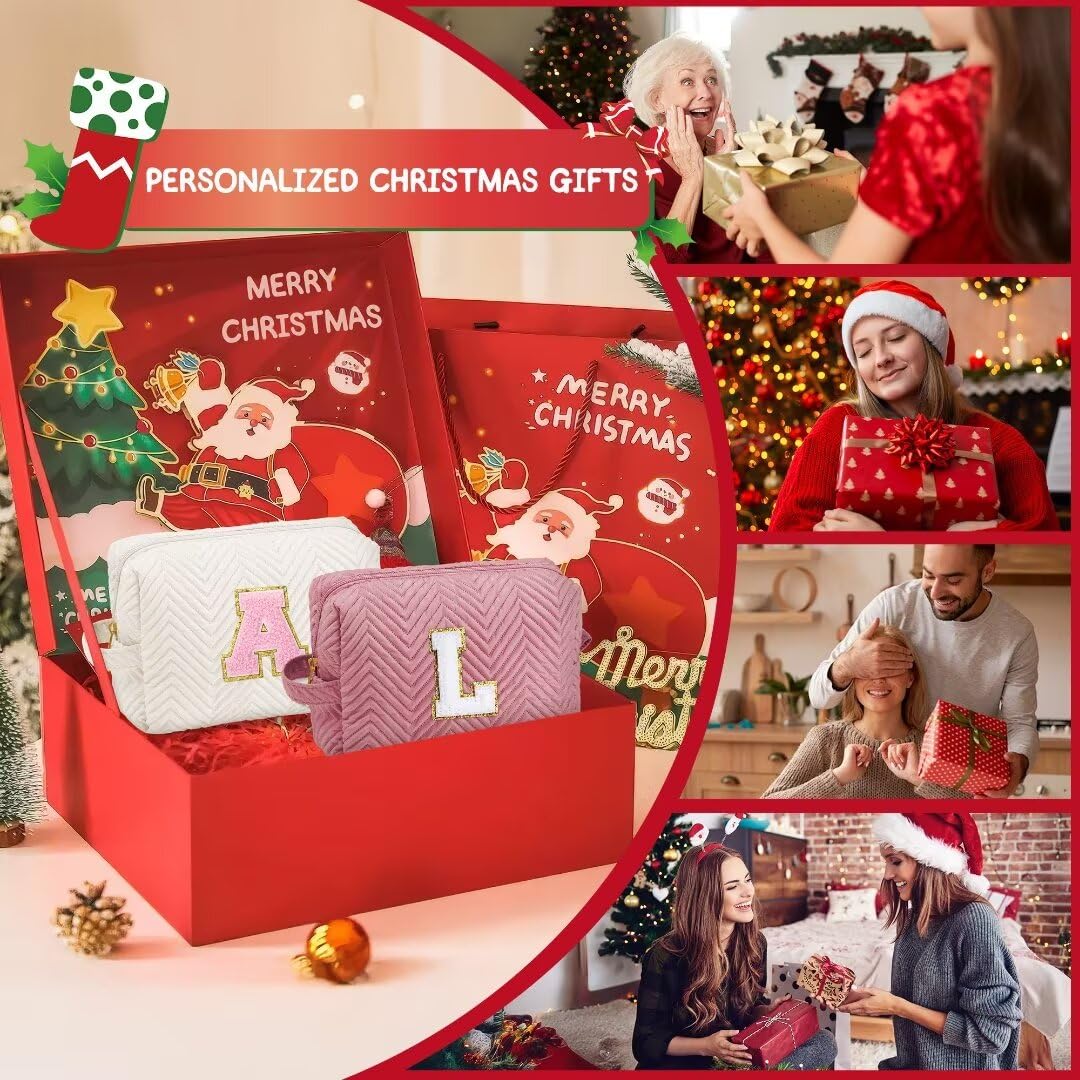 YOOLIFE Gifts for Women Girls - Personalized Birthday Gifts for Teen Daughter Sister Mom Friend Her, Initial Makeup Bag Cosmetic Bag, Stocking Stuffers for Girls Teen Kids A