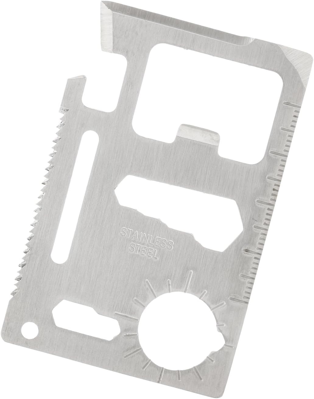 Thirsty Rhino Suviv, Survival Pocket Tool, 11 Function Credit Card Wallet Sized, Stainless Steel, Silver (Set of 12)