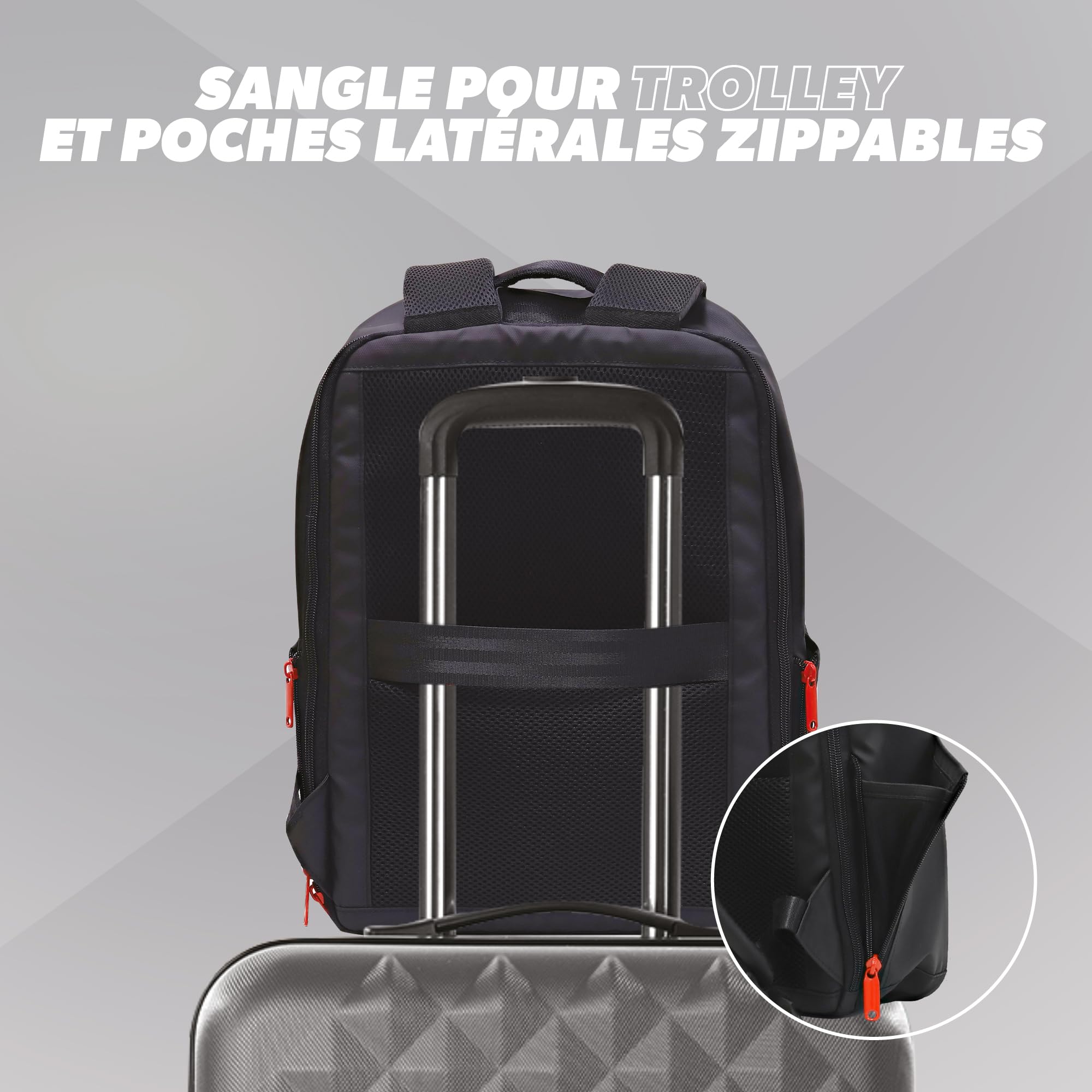 T'nB – Mochila Impact con carcasa rígida EVA de 7 mm, resistente a golpes y caídas, compartimento para PC de hasta 16 pulgadas, Antivol, comodidad ergonómica con almohadillas reforzadas, material
