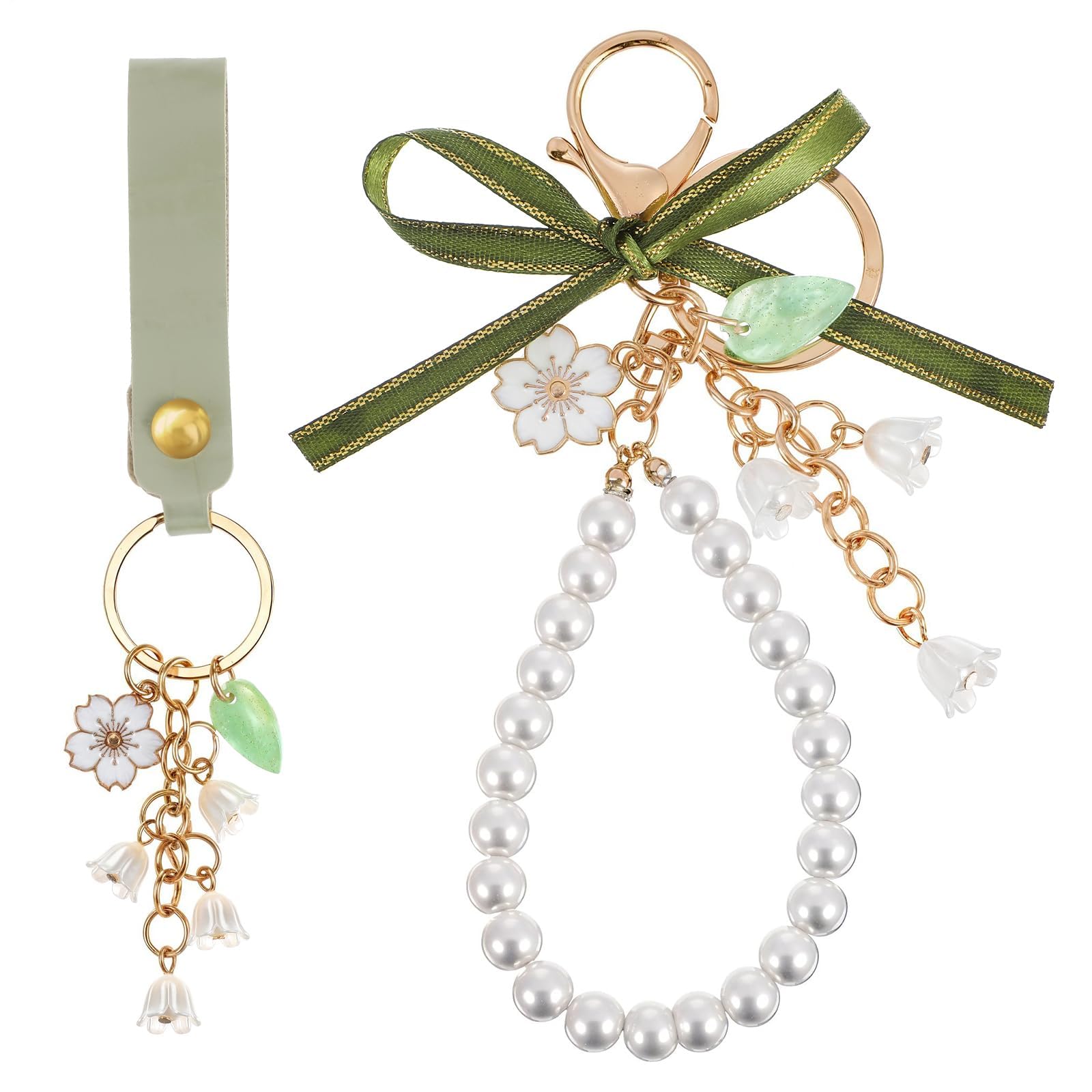 2 Pcs Keychains Aesthetic, Keychain for Girls Cute, Bag Charm for Handbags, Backpacks, Phone Cases, Stylish Accessory for Teenage Girls and Young Women, Car Keys, Green-image-31