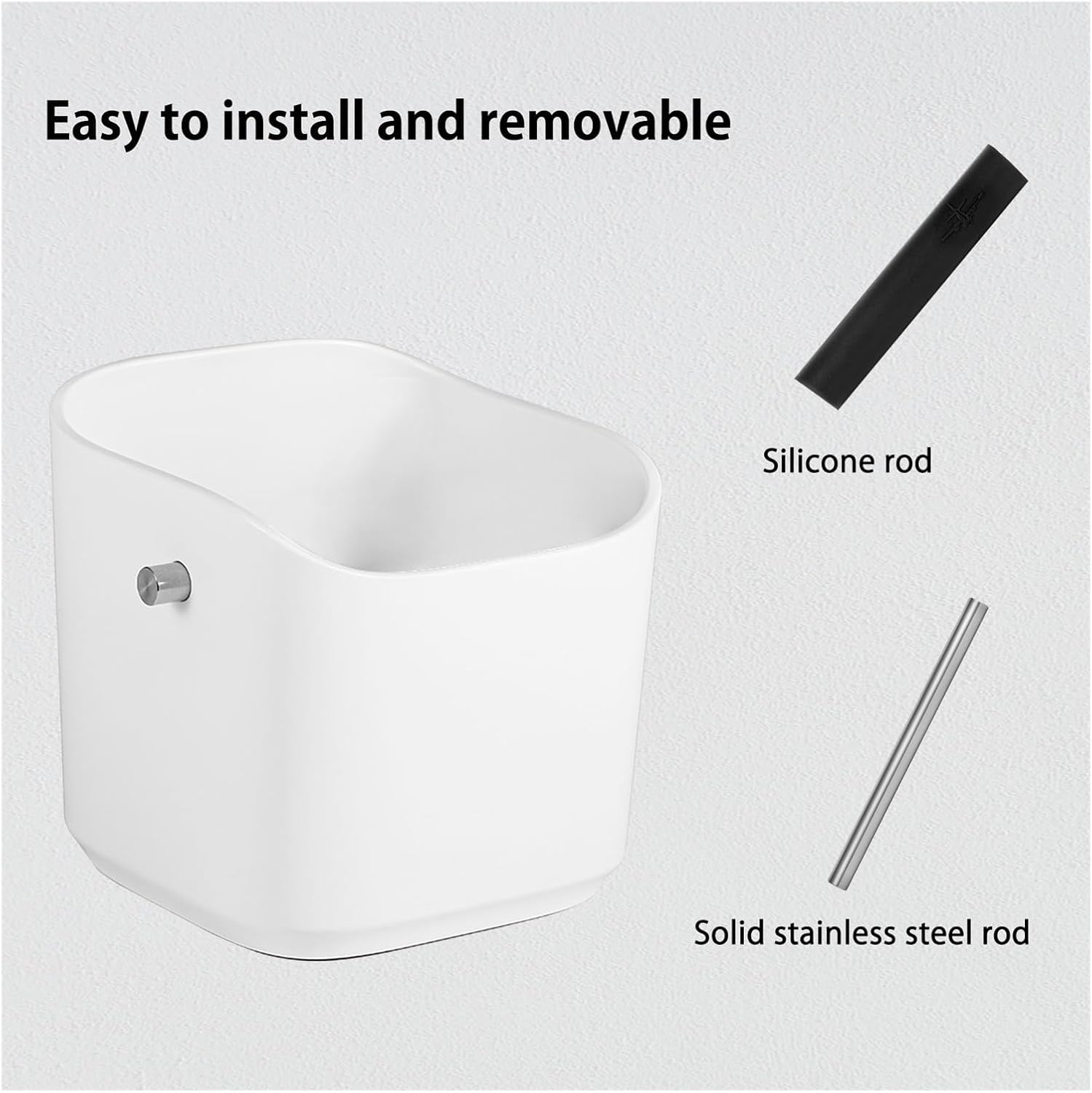 Square Coffee Grounds Knock Box Removable Bar And Non-Slip Base Dishwasher Safe Barista Espresso Accessories(1.2L Black)