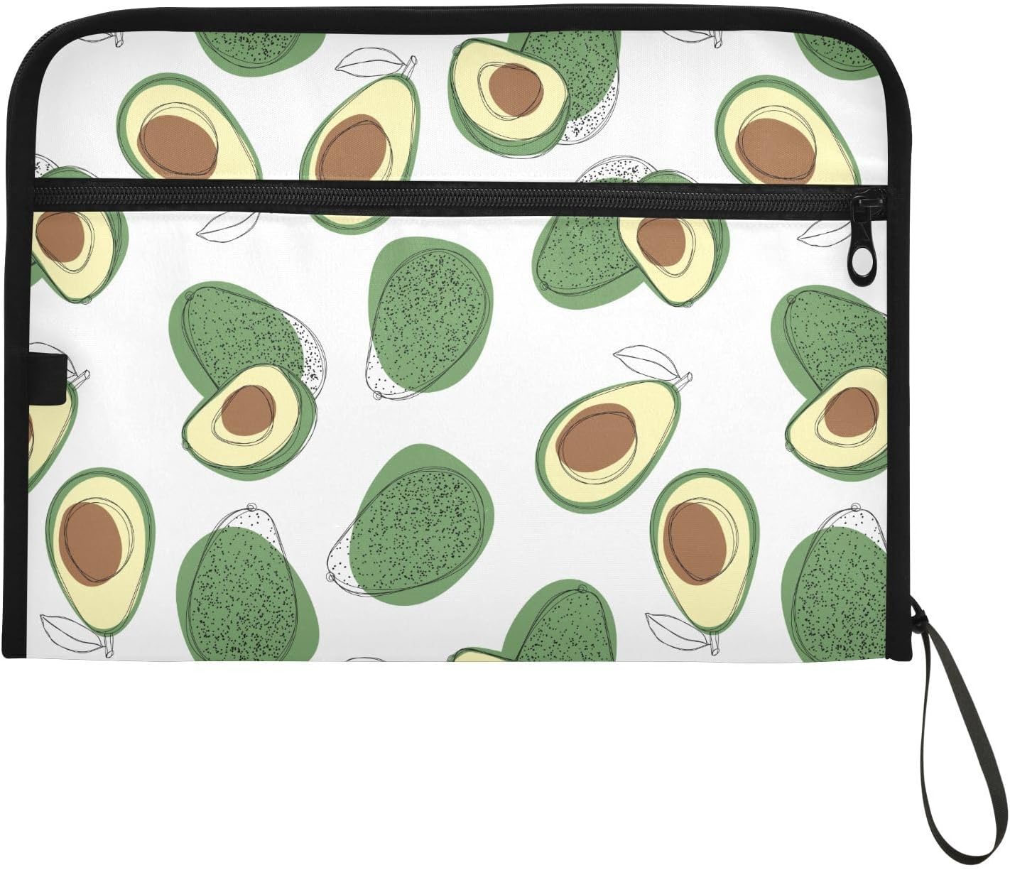 Avocado Hand Draw File Folders,Plastic Folders with 13 Pockets,Expandable File Folder for Documents School Students Office,Aesthetic Folder with Labels A4 Letter Size
