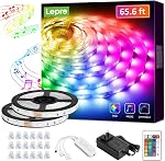 Lepro LED Strip Lights, 65.6ft Music Sync LED Lights Strip with Remote, RGB Color Changing Light Strip for Bedroom, Living Room, Kitchen and More, 32.8ft*2