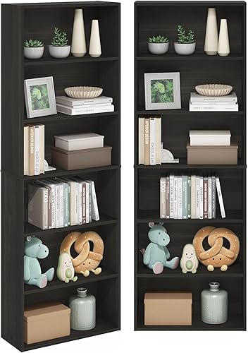 Miniatura 14 de Furinno Librero básico de almacenamiento de 3 niveles, roble francés gris gris roble francés,Nuez Columbia,2-Marrón