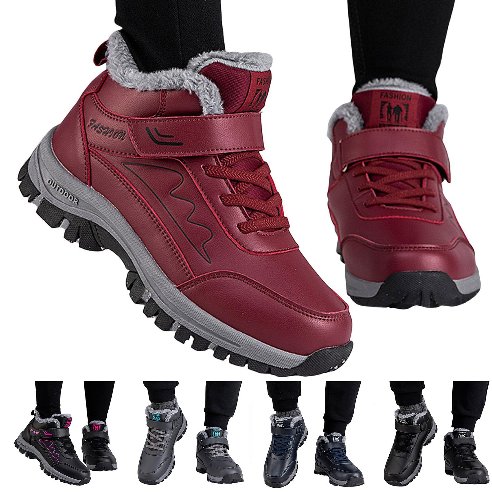 Stivali Neve Bambino 2026 da Donna Invernali Stile Coppia Scarpe Casual con Gancio Anello Comode e Alla Moda Semplici Ispessite Boots Uomo Pelo