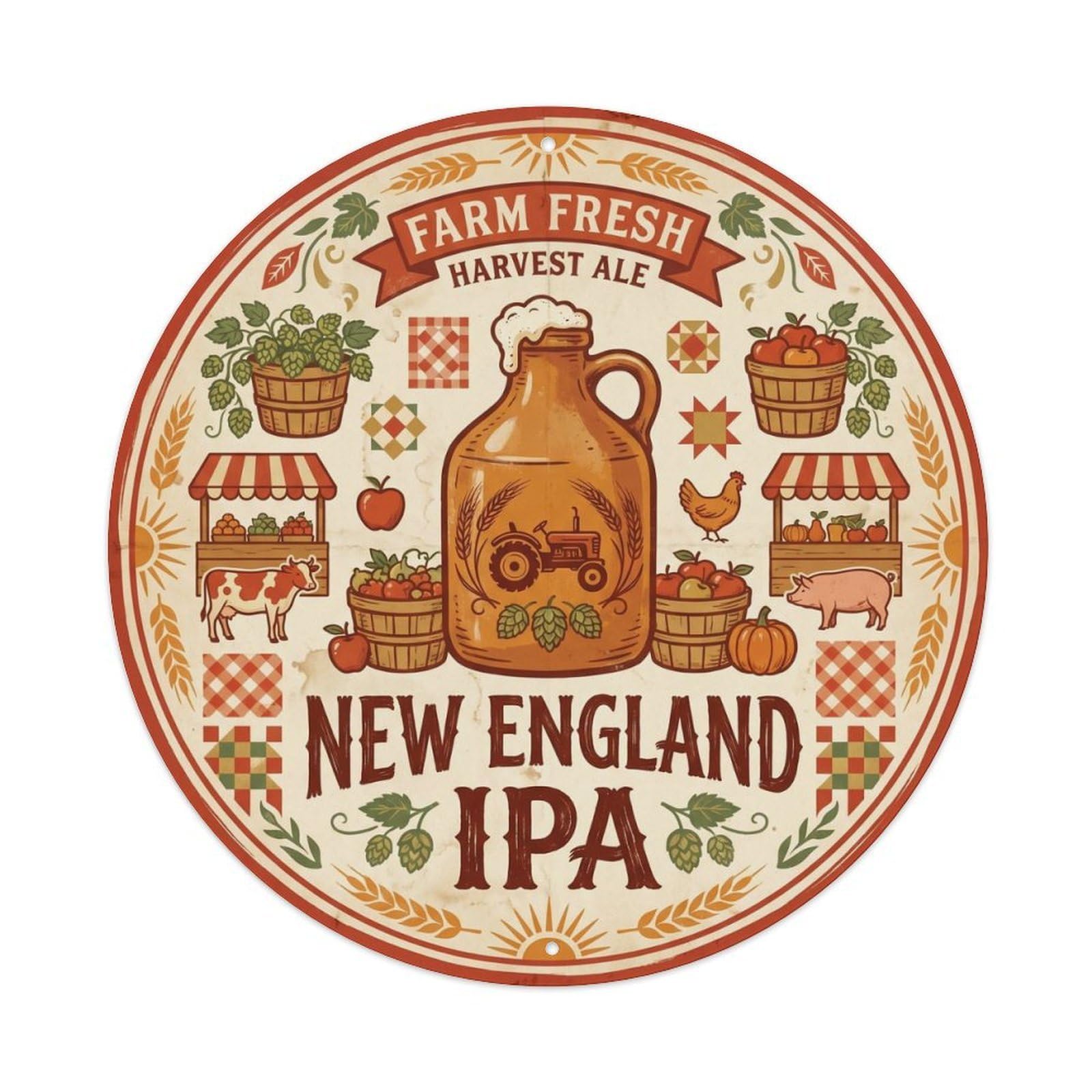 Traditional American New England IPA Keg Tap Taproom Metal Tin Sign