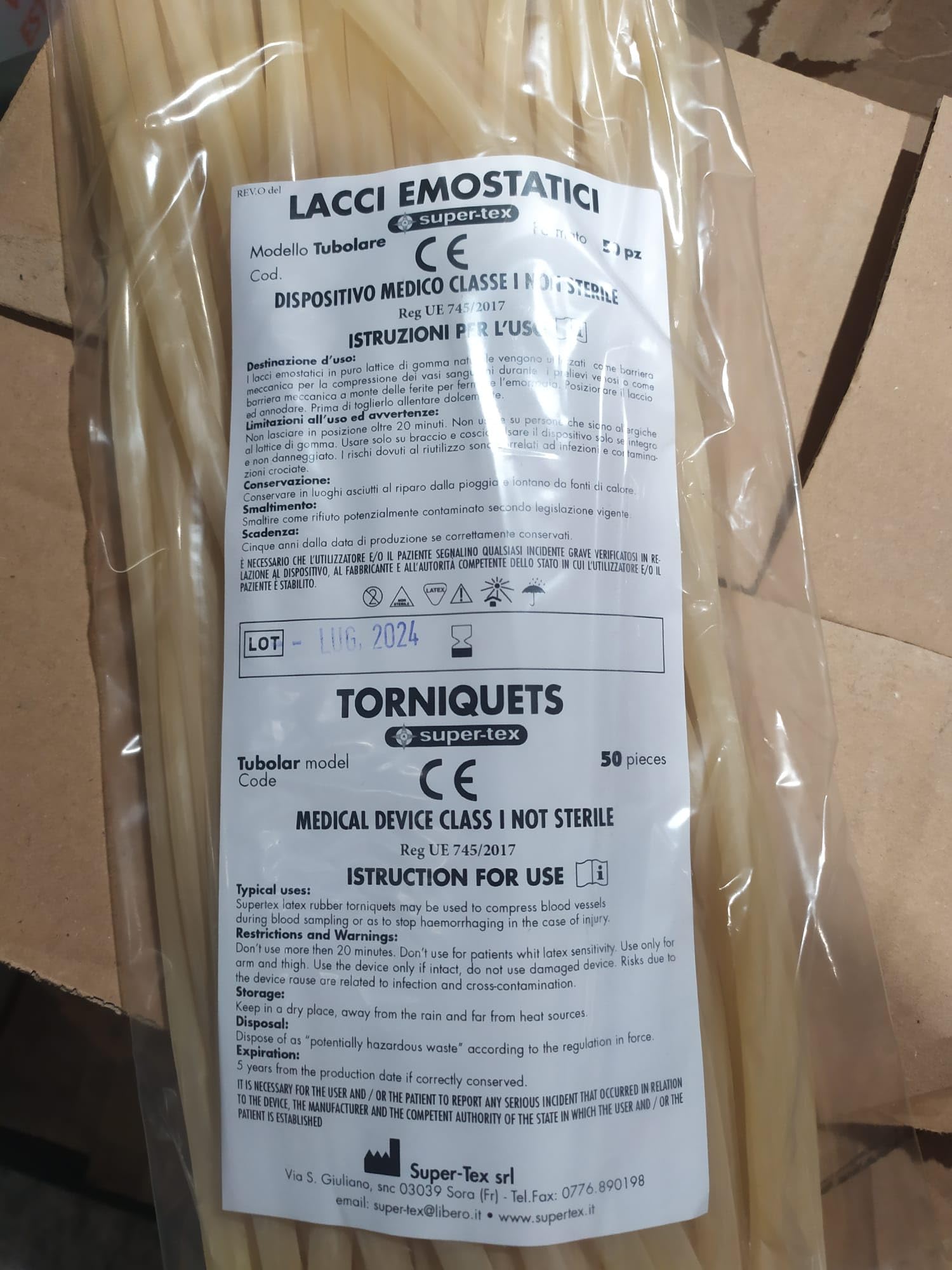 LACCIO EMOSTATICO TUBOLARE in Lattice 35 cm - Conf da 50 lacci emostatici