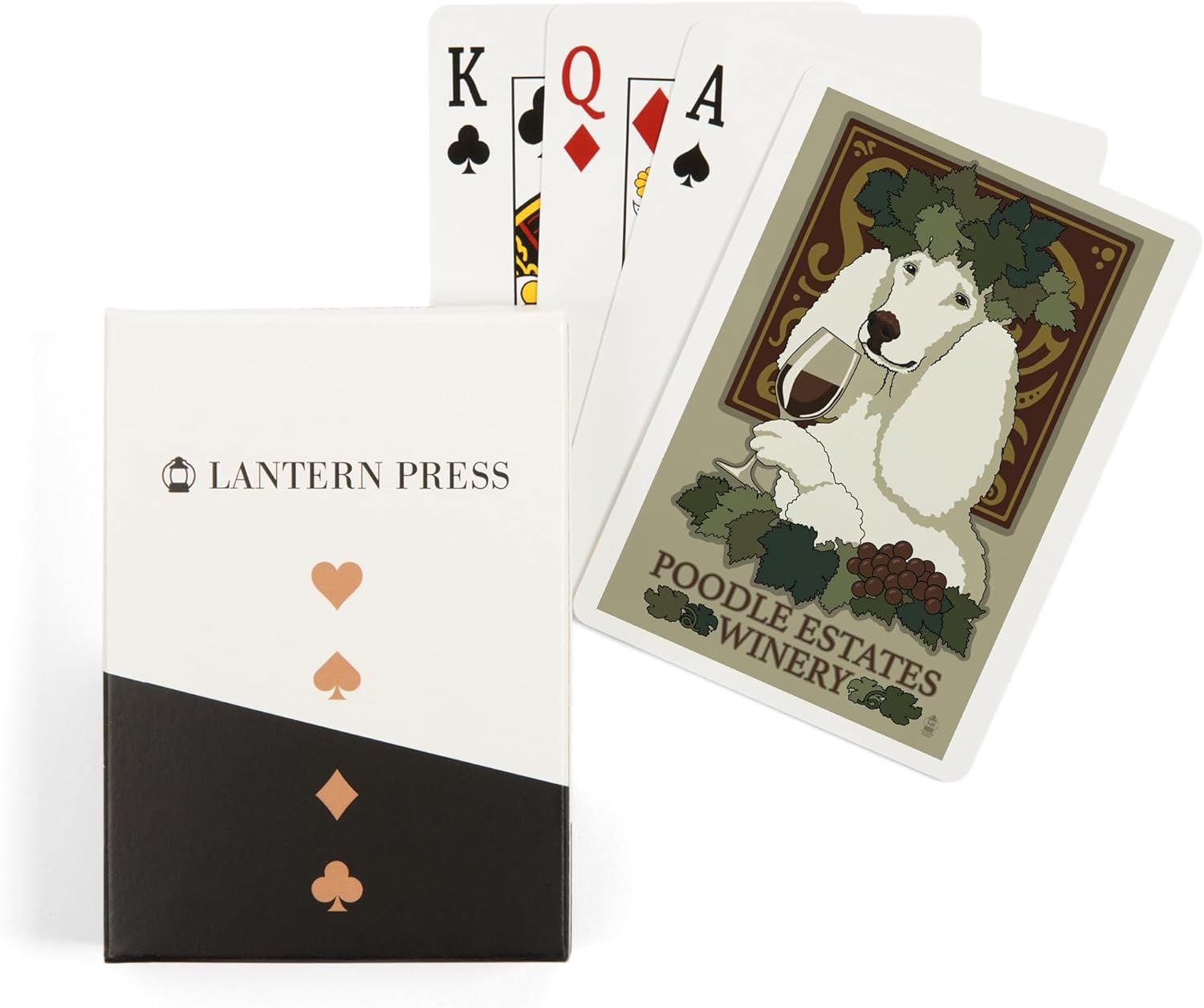 Lantern Press Caniche, anuncio retro de bodega (52 cartas de juego, baraja de cartas de tamaño póquer con comodines)